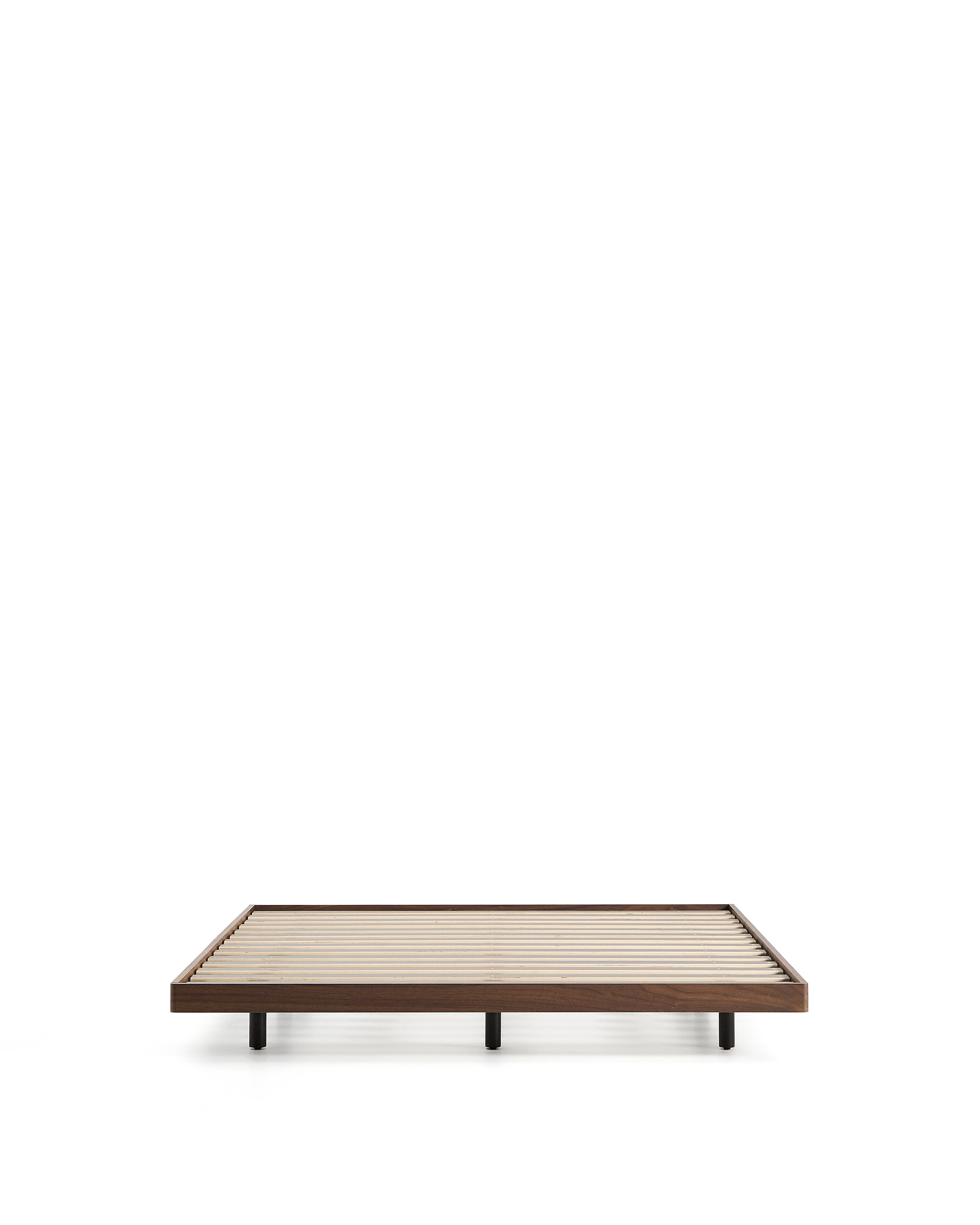 Norlen bed base in walnut veneer with dark finish for 160 x 200cm mattress FSC Mix Credit - Product Image
