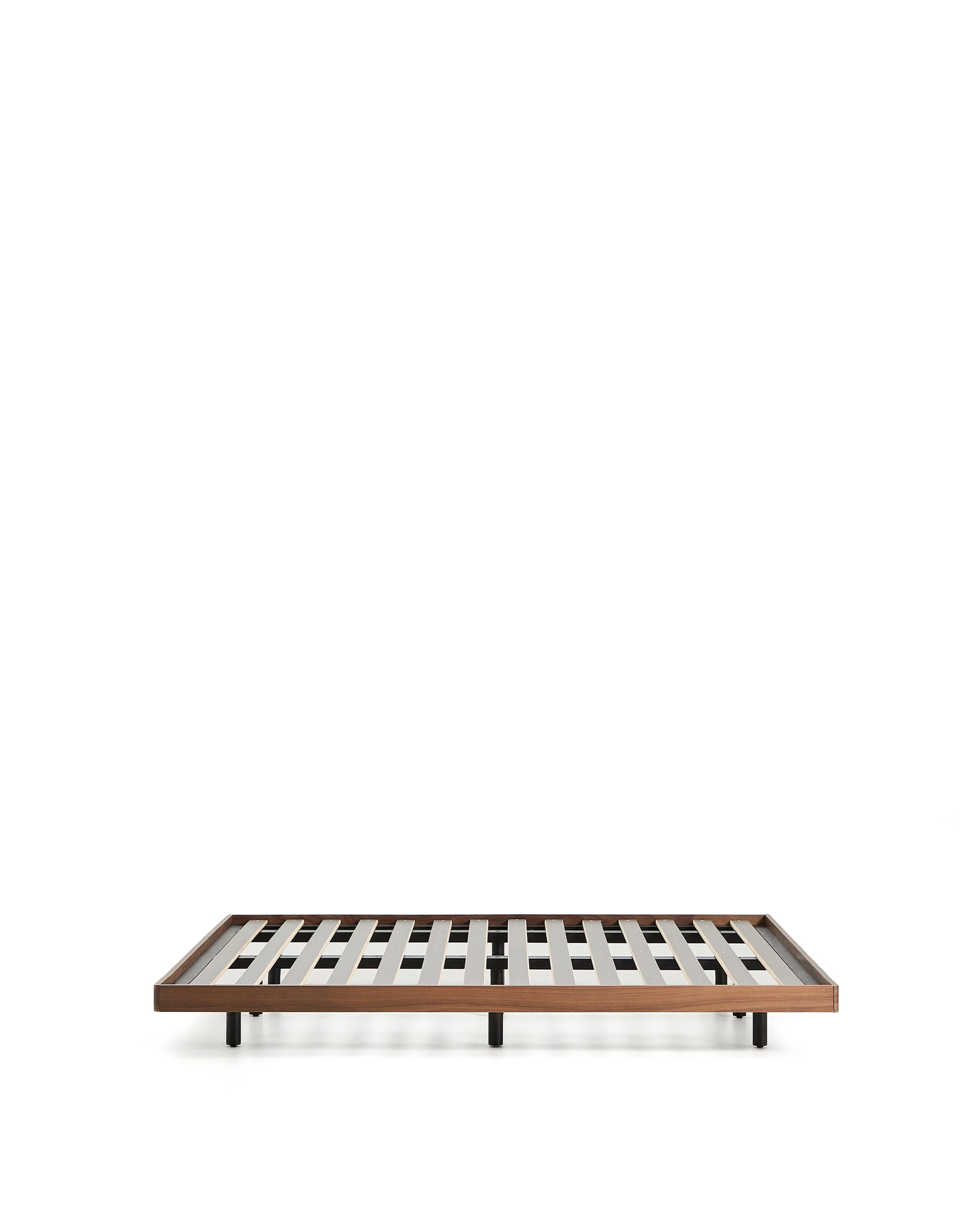 Norlen bed base in walnut veneer with dark finish for 160 x 200cm mattress FSC Mix Credit - Product Image