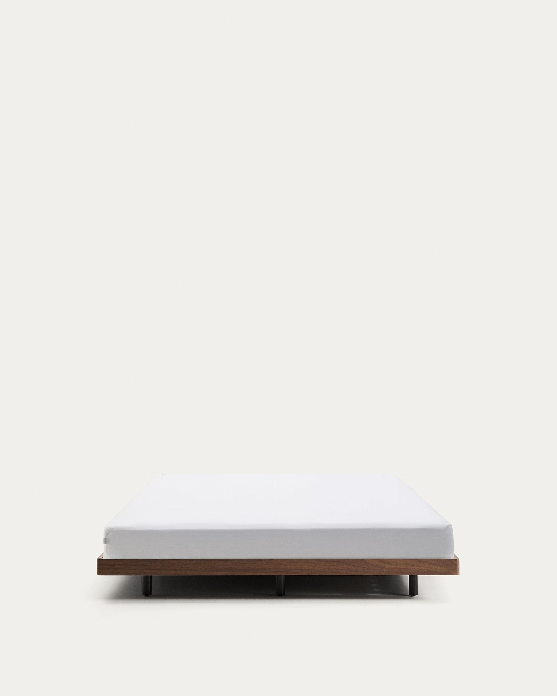 Norlen bed base in walnut veneer with dark finish for 160 x 200cm mattress FSC Mix Credit - Product View