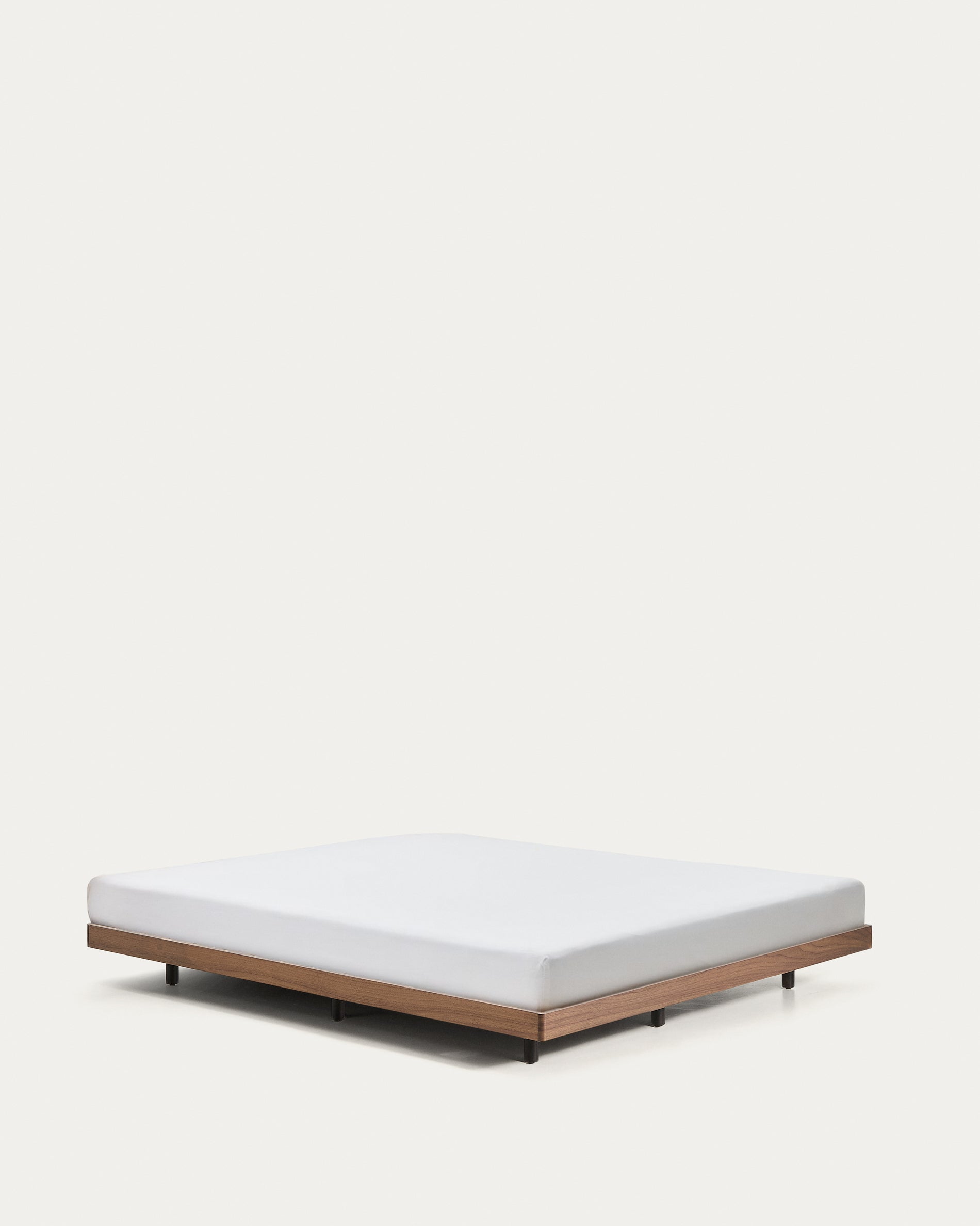 Norlen bed base in walnut veneer with dark finish for 160 x 200cm mattress FSC Mix Credit - Product View