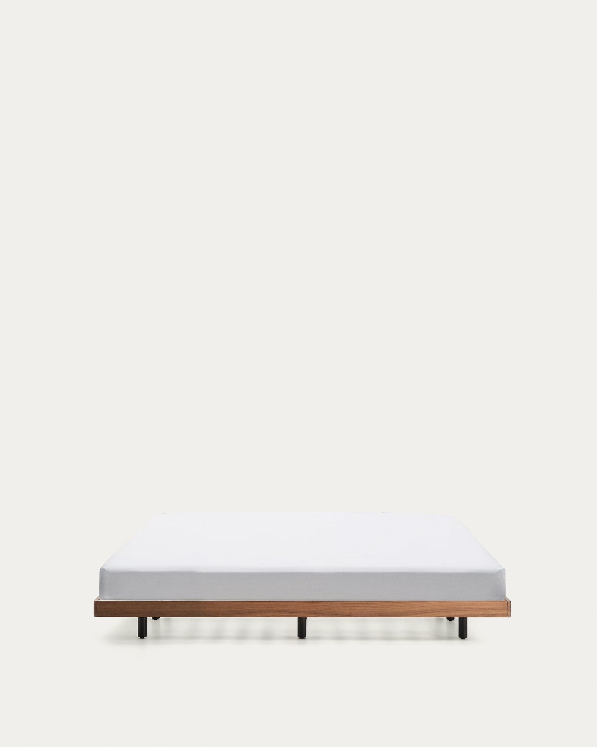 Norlen bed base in walnut veneer with dark finish for 160 x 200cm mattress FSC Mix Credit - Product View