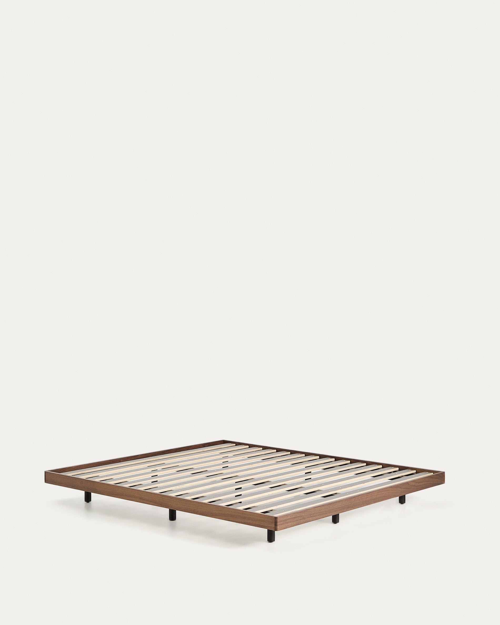 Norlen bed base in walnut veneer with dark finish for 160 x 200cm mattress FSC Mix Credit - Product View
