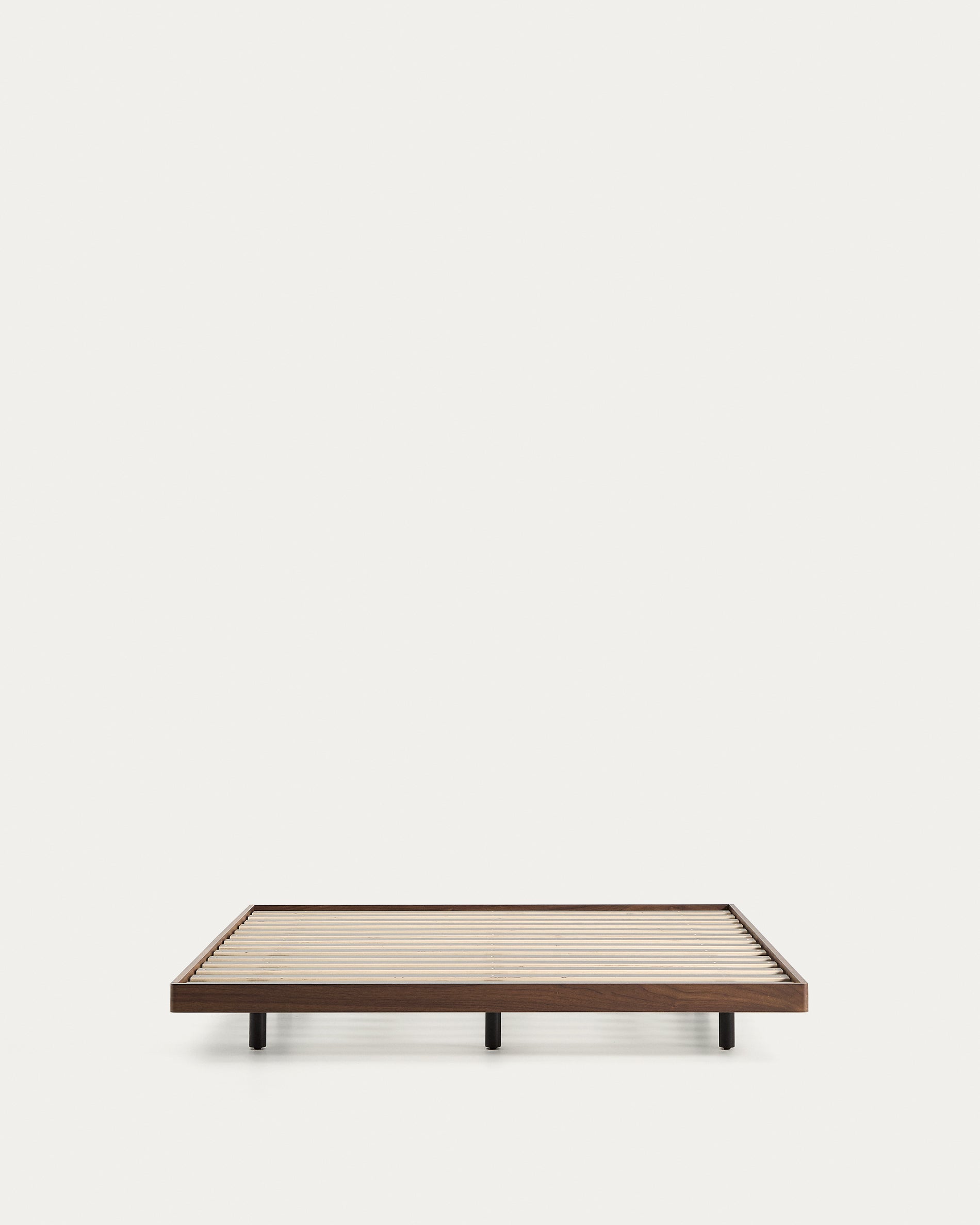 Norlen bed base in walnut veneer with dark finish for 160 x 200cm mattress FSC Mix Credit - Product View