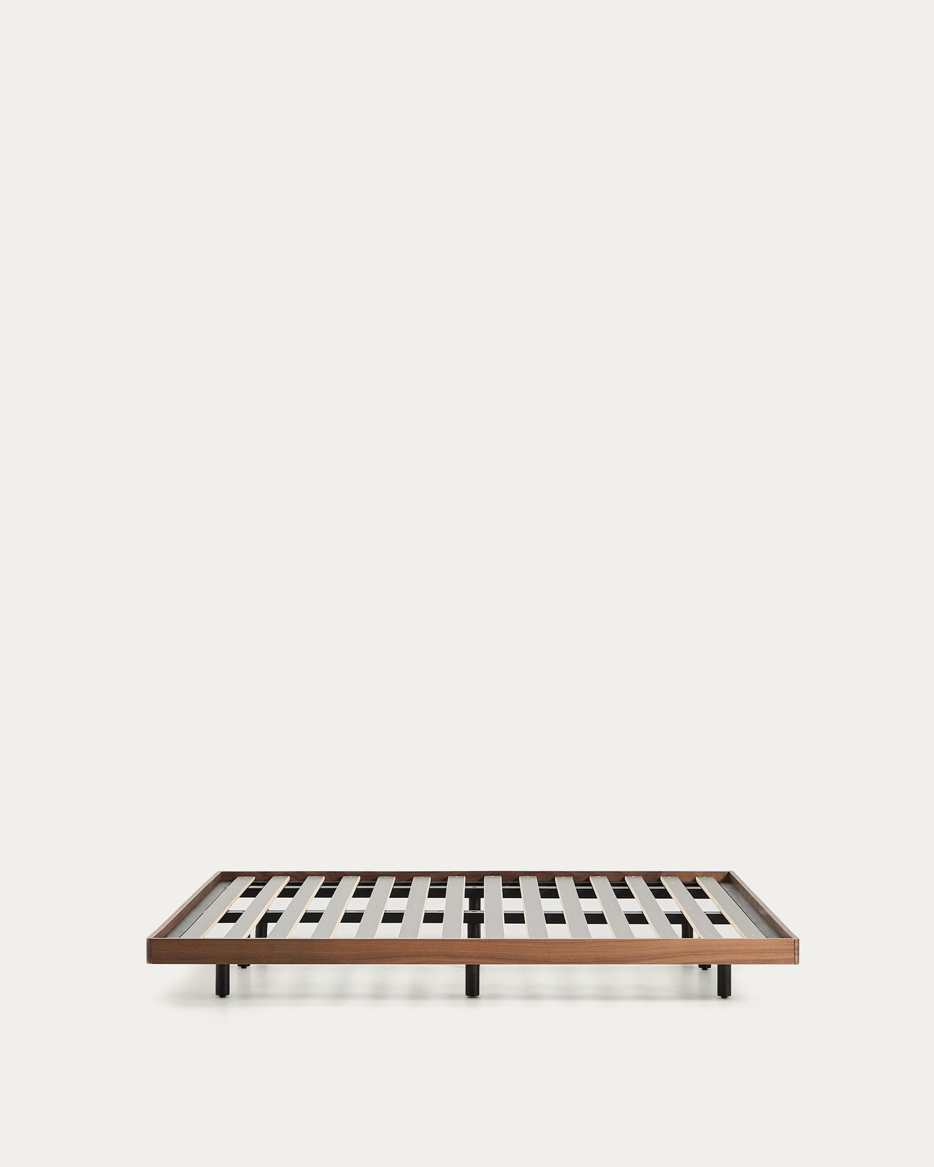 Norlen bed base in walnut veneer with dark finish for 160 x 200cm mattress FSC Mix Credit - Product View