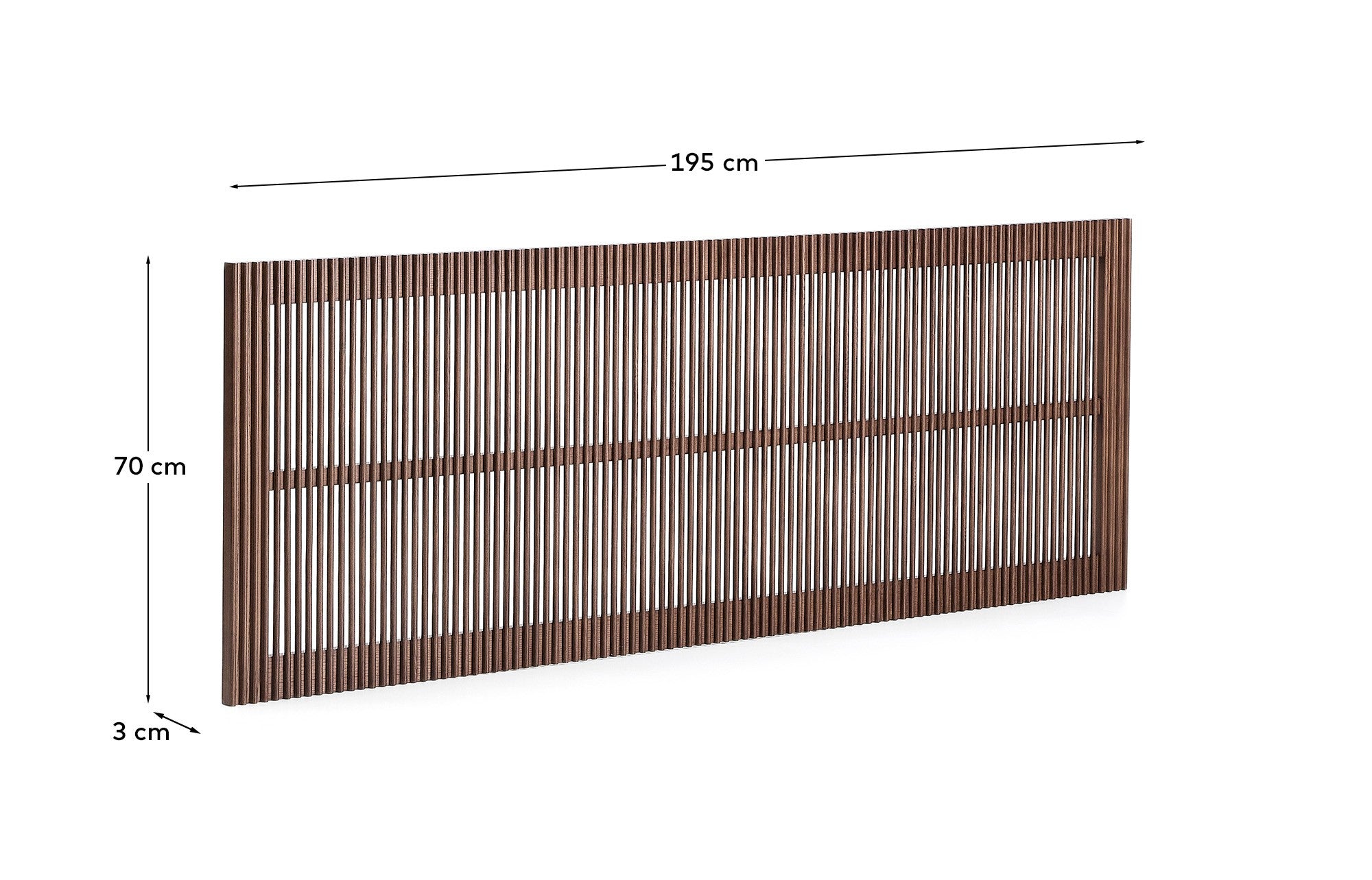 Beyla solid ash wood headboard with walnut finish for 180cm bed FSC 100% - Measurements