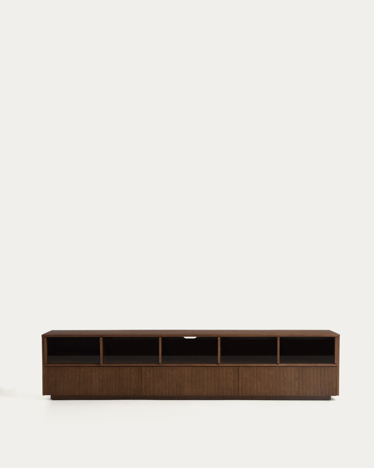 Helvine 4-drawer TV stand in ash veneer with walnut finish 242 x 53.5cm FSC 100% - Product View