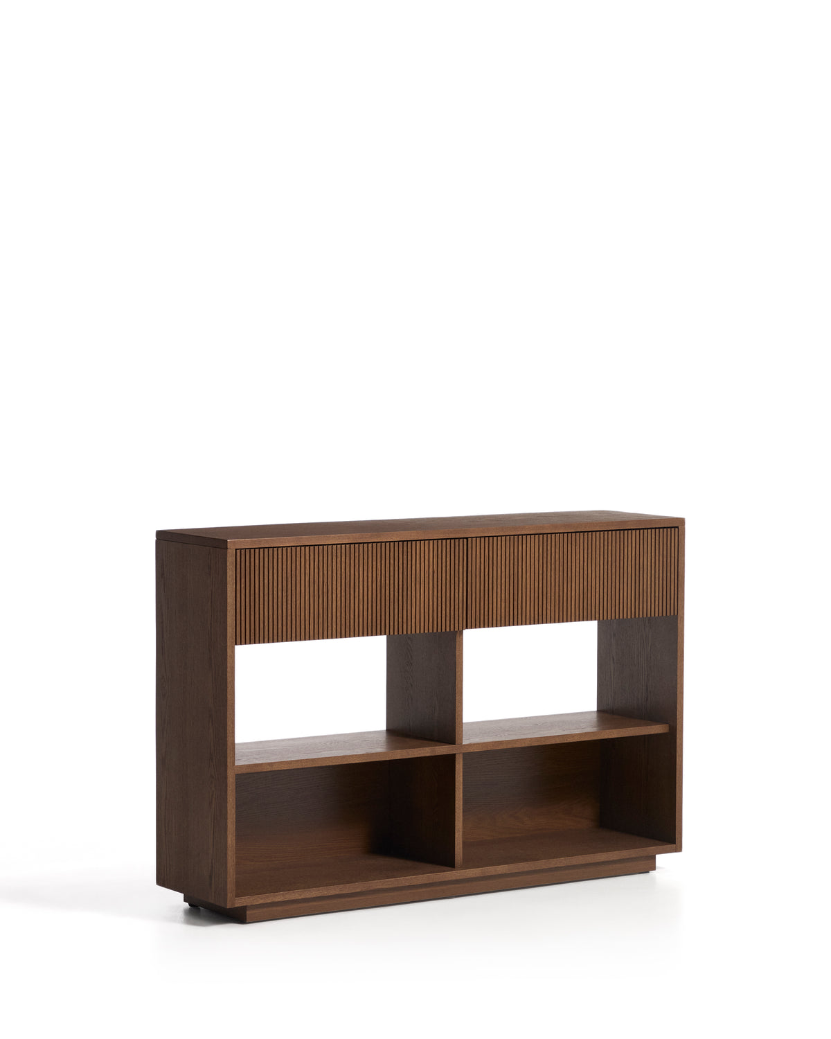 Helvine ash veneer console table with walnut finish 120 x 30 cm FSC 100% - Product Image