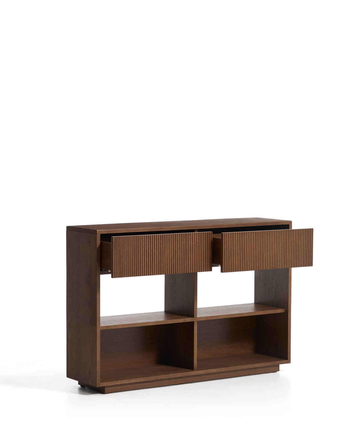 Helvine ash veneer console table with walnut finish 120 x 30 cm FSC 100% - Product Image