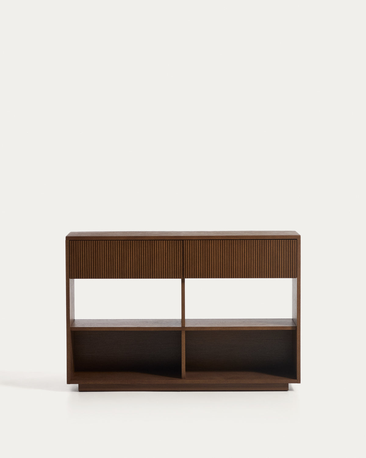 Helvine ash veneer console table with walnut finish 120 x 30 cm FSC 100% - Product View