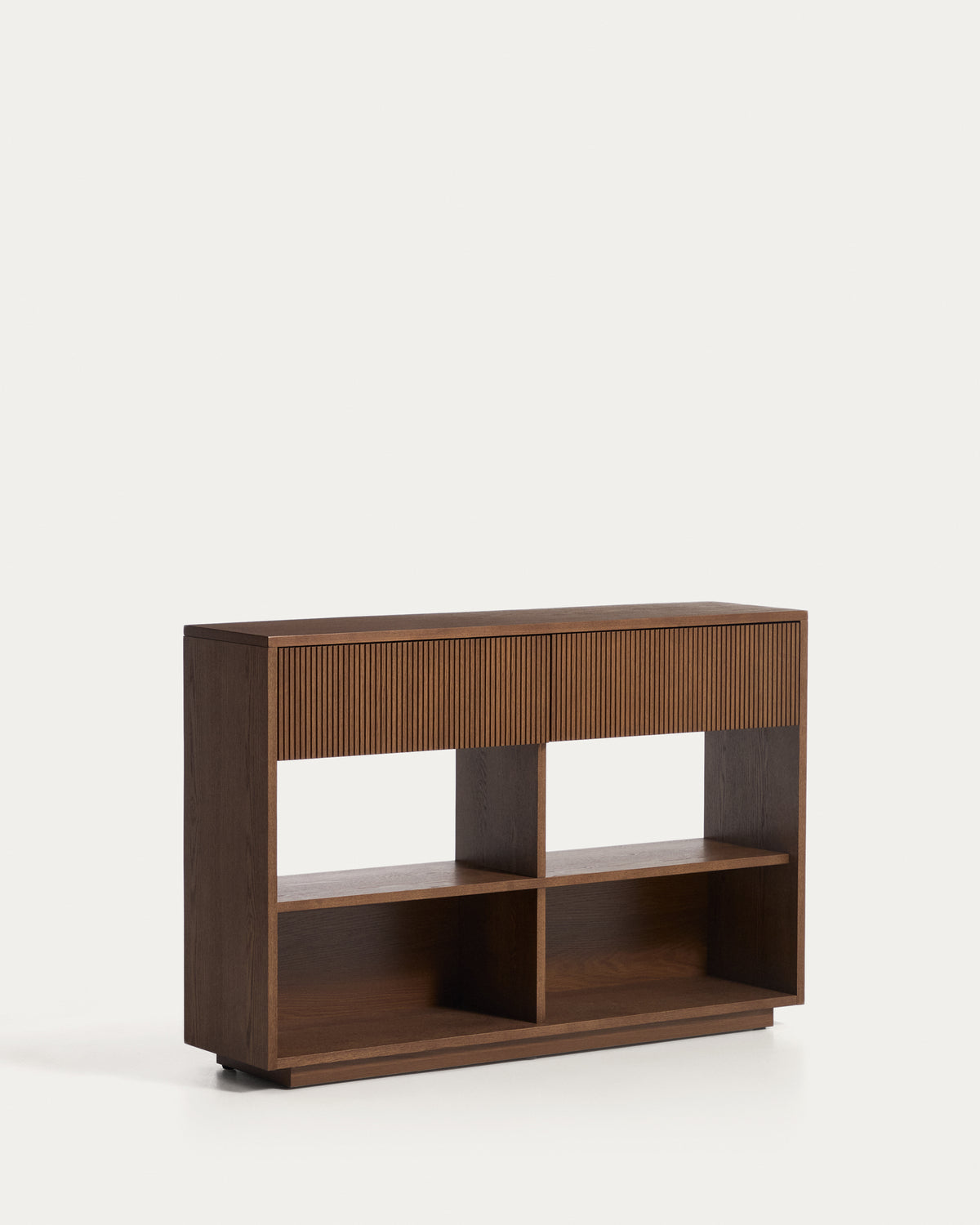 Helvine ash veneer console table with walnut finish 120 x 30 cm FSC 100% - Product View