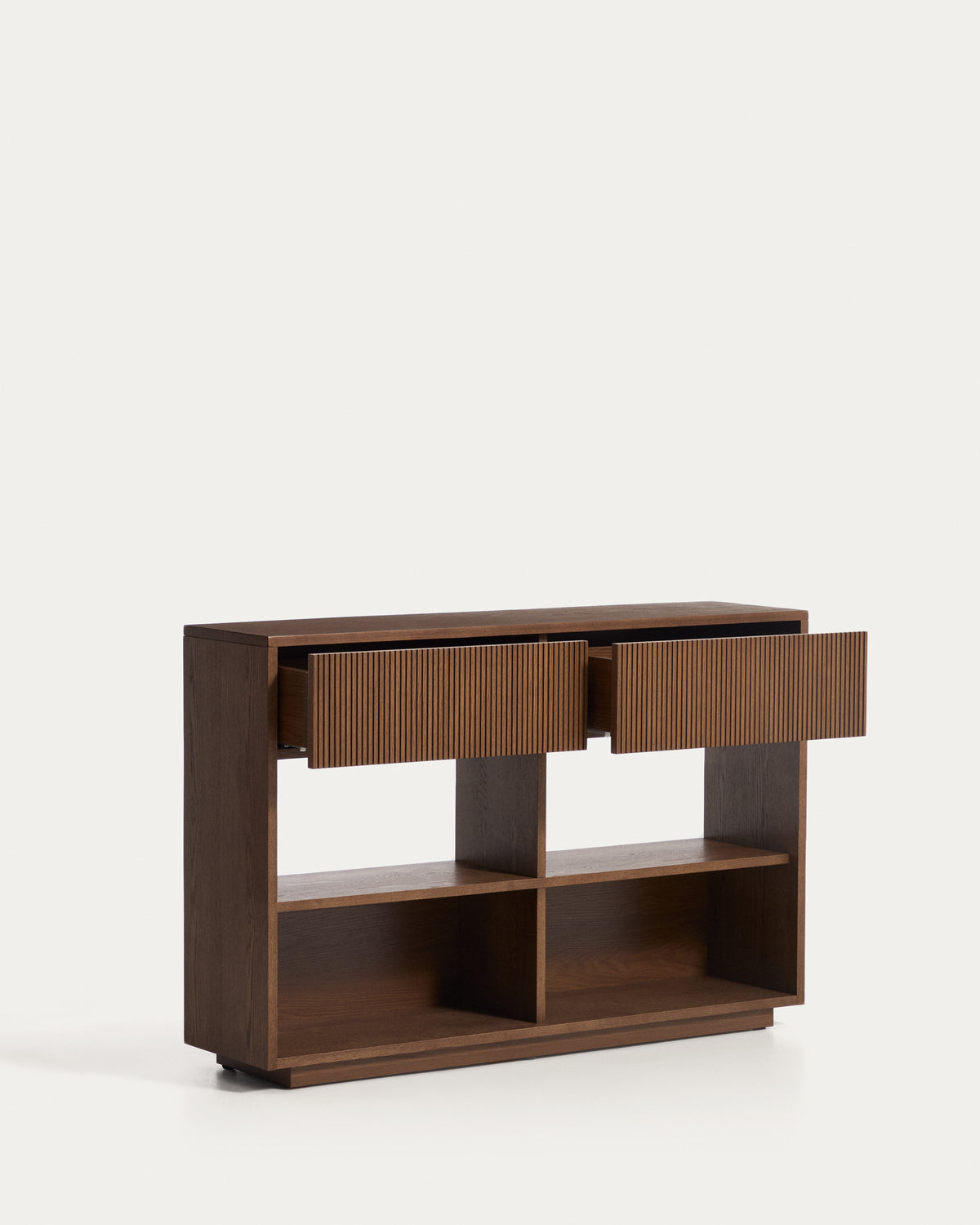 Helvine ash veneer console table with walnut finish 120 x 30 cm FSC 100% - Product View