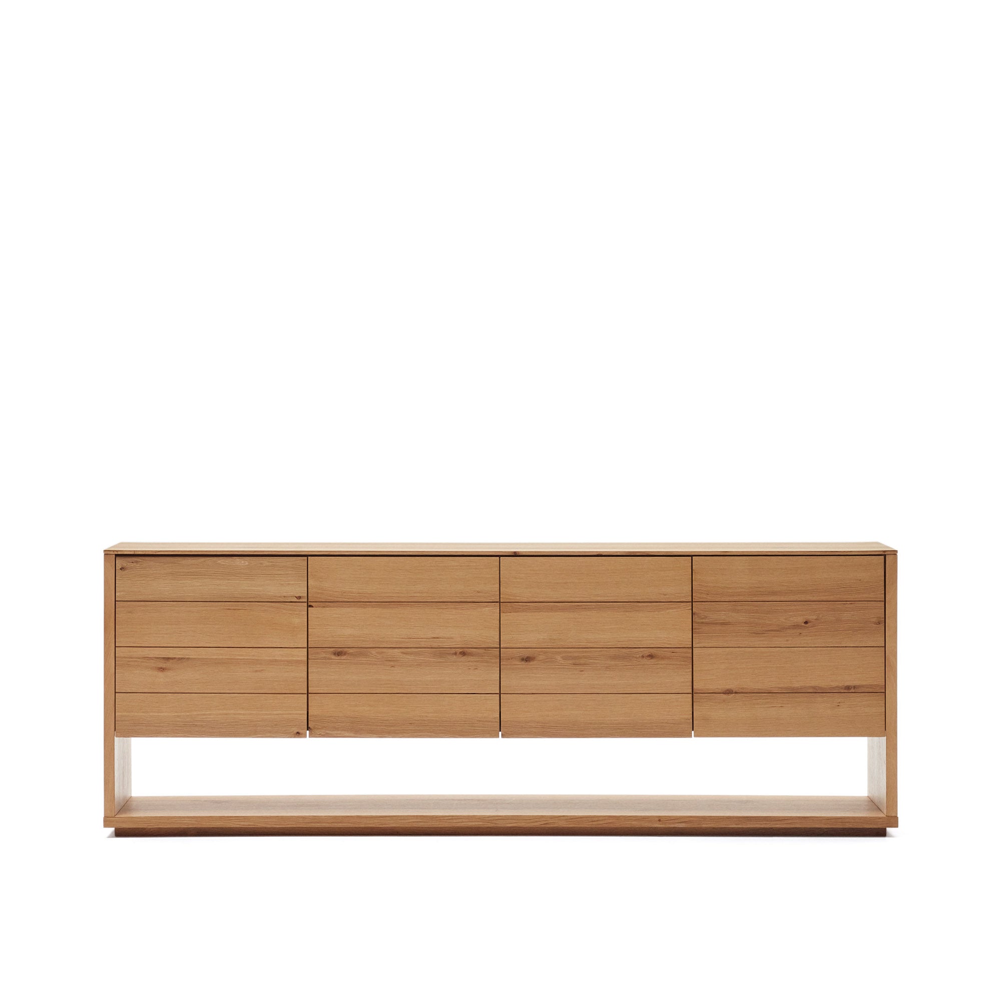 Alguema sideboard with 4 doors in oak veneer with natural finish, 200 x 74 cm - Product Image