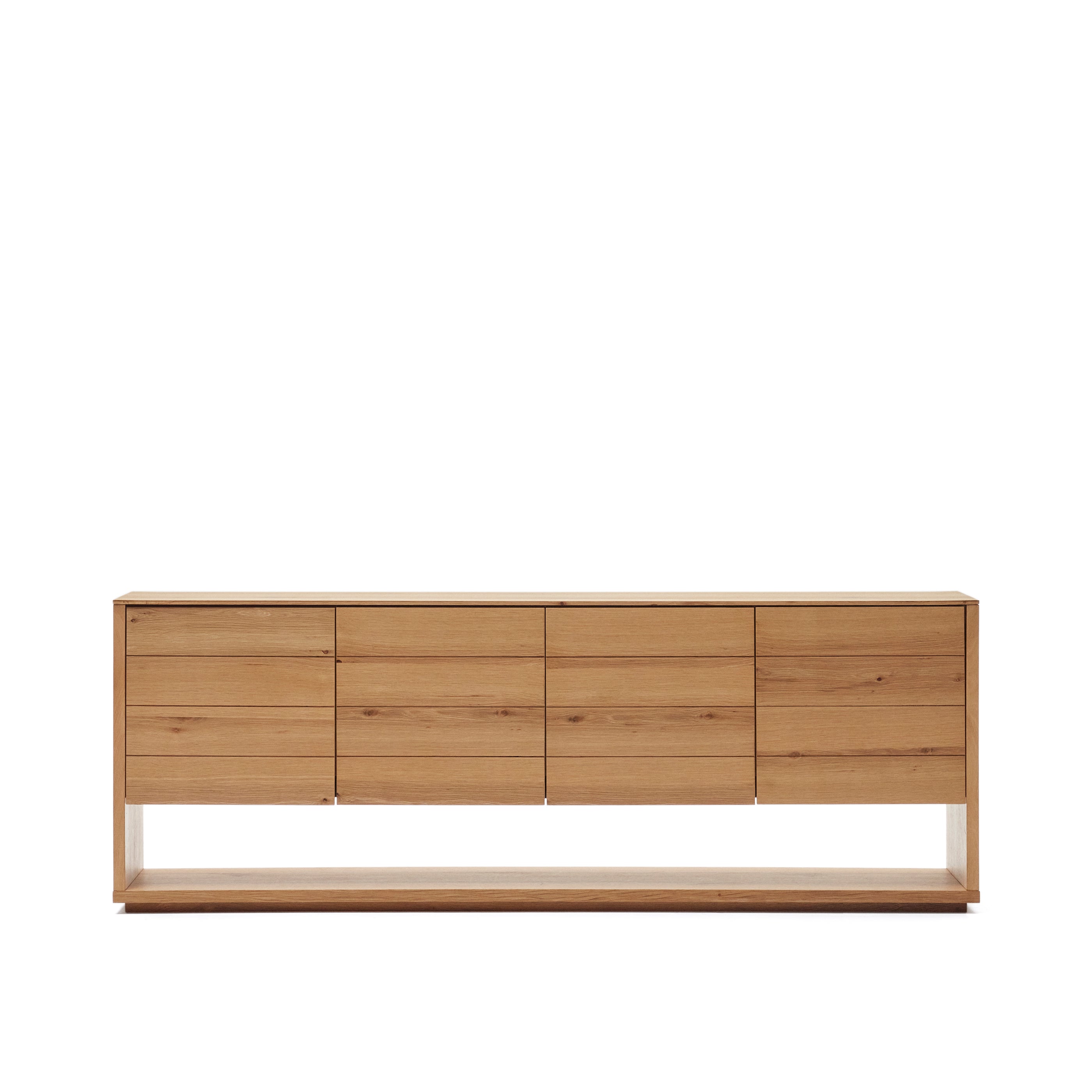 Alguema sideboard with 4 doors in oak veneer with natural finish, 200 x 74 cm - Product Image