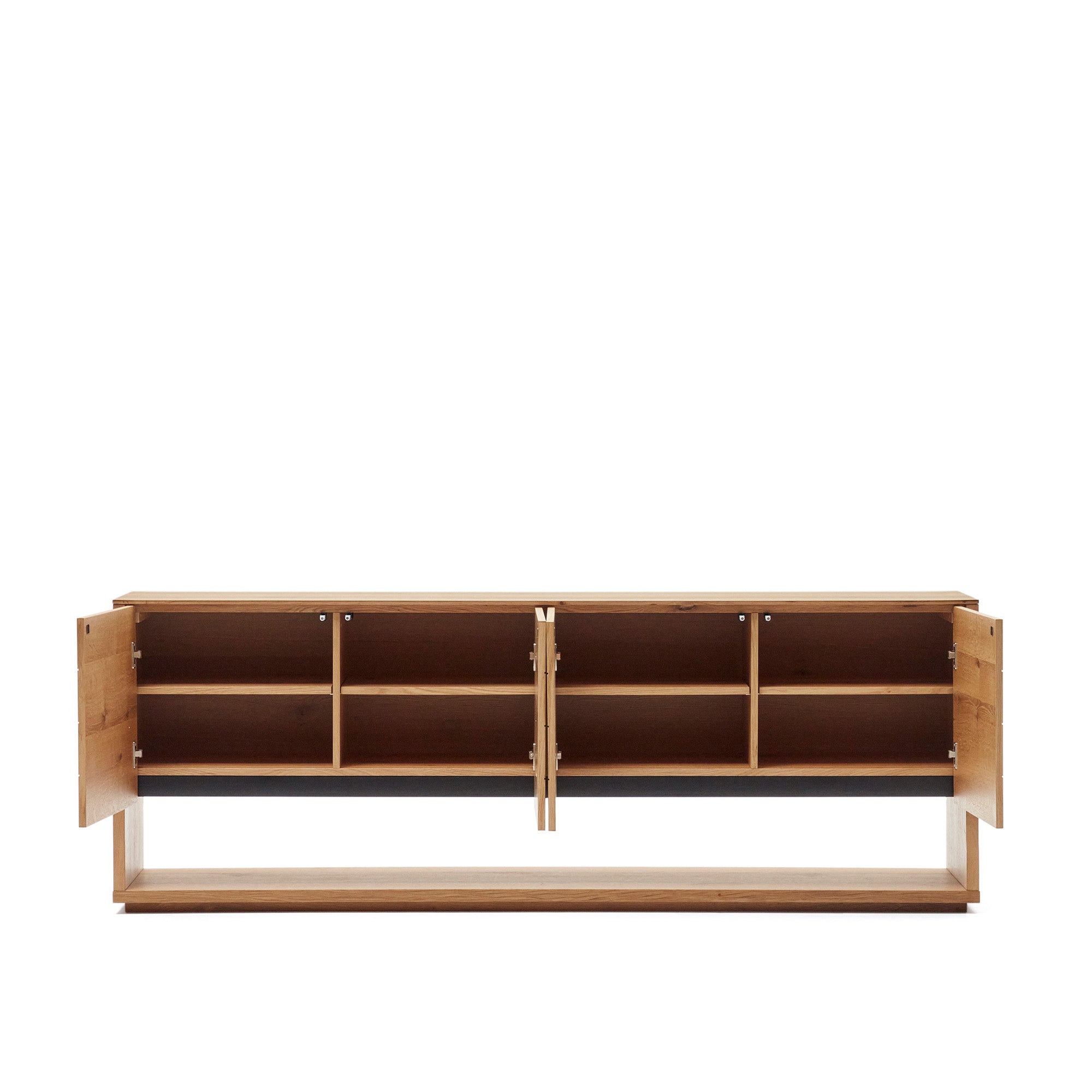 Alguema sideboard with 4 doors in oak veneer with natural finish, 200 x 74 cm - Product Image
