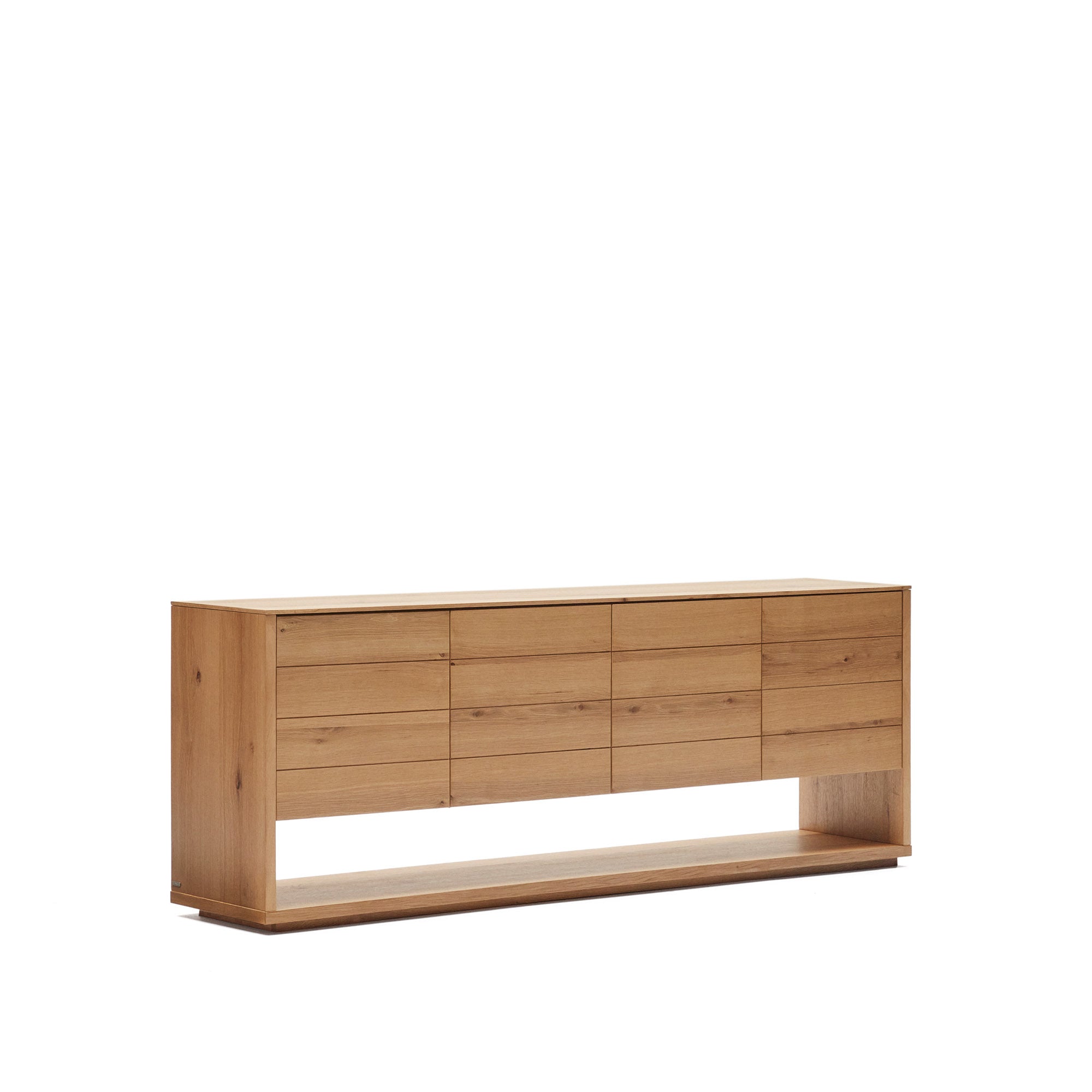 Alguema sideboard with 4 doors in oak veneer with natural finish, 200 x 74 cm - Product Image