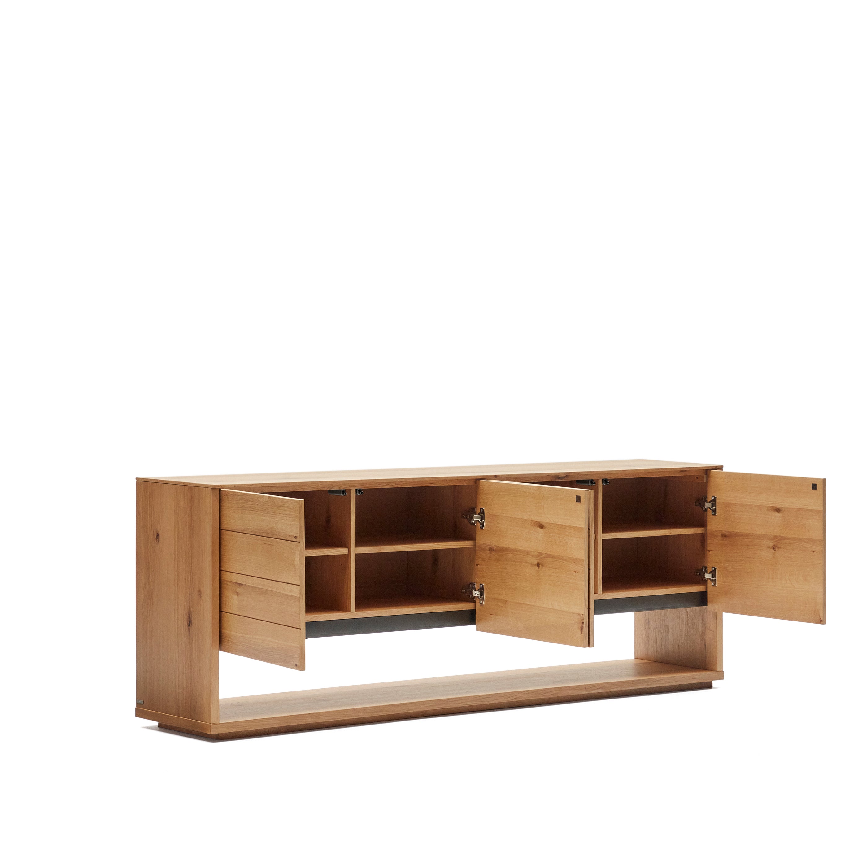 Alguema sideboard with 4 doors in oak veneer with natural finish, 200 x 74 cm - Product Image