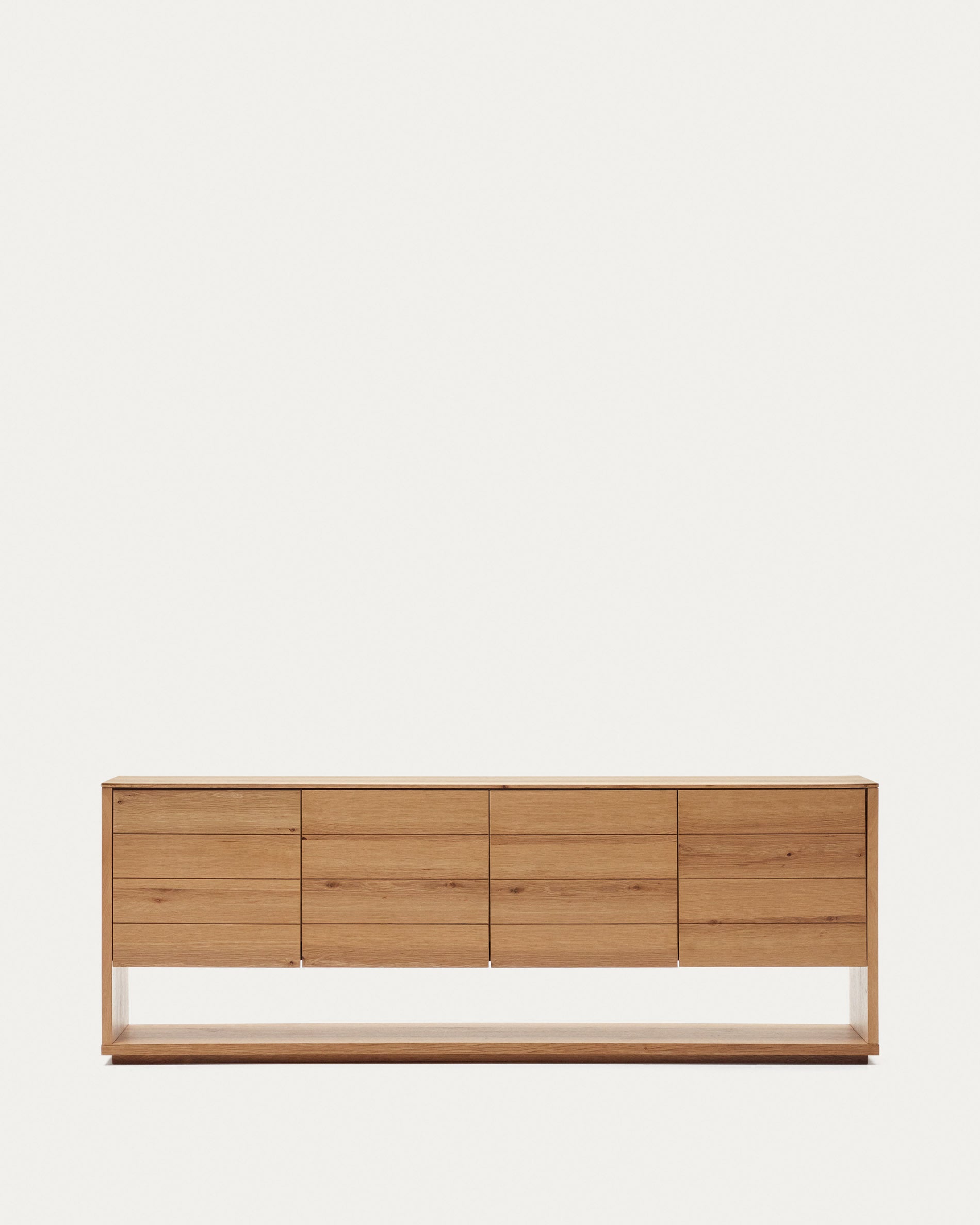 Alguema sideboard with 4 doors in oak veneer with natural finish, 200 x 74 cm - Product View