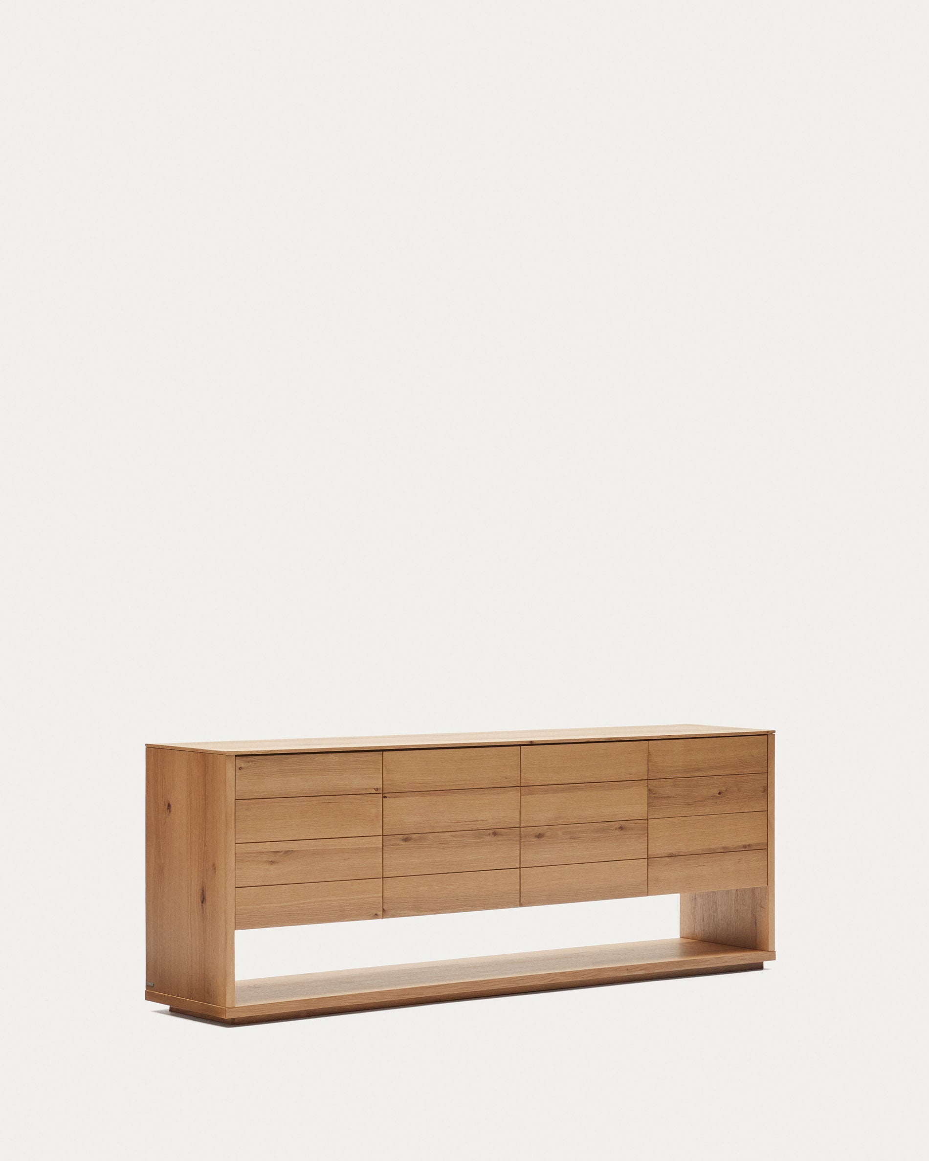 Alguema sideboard with 4 doors in oak veneer with natural finish, 200 x 74 cm - Product View