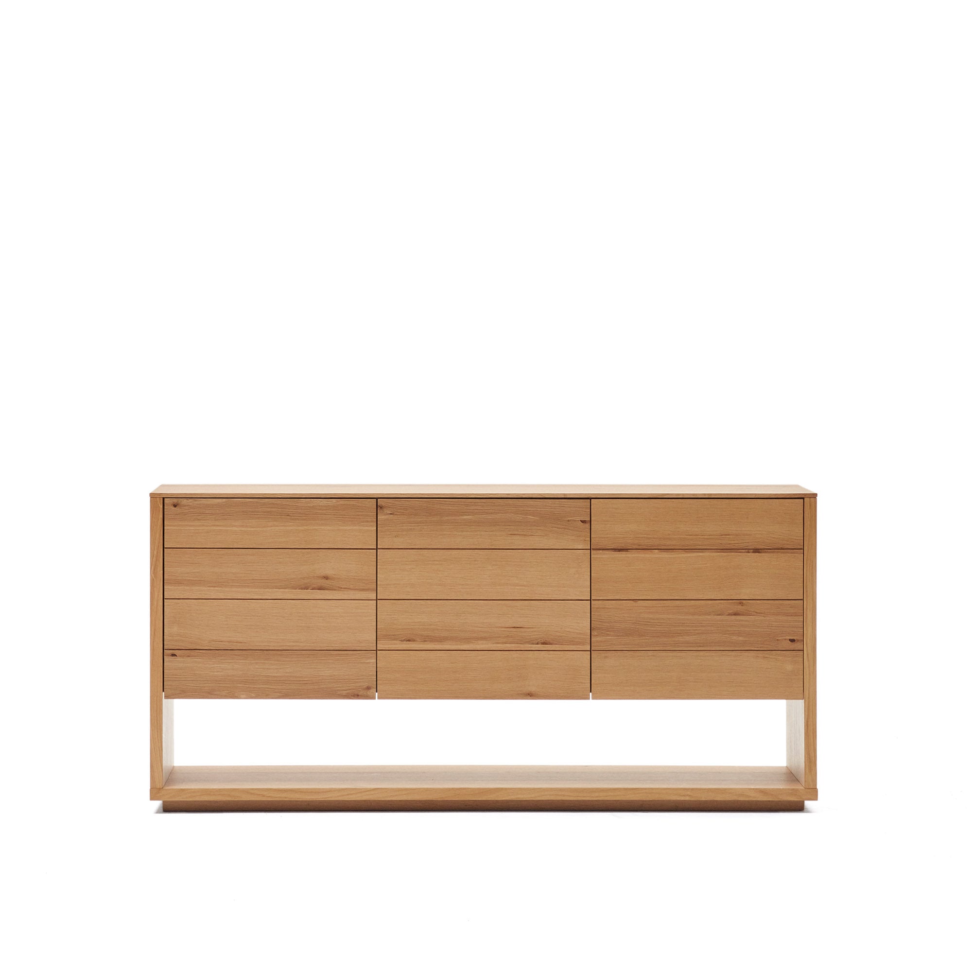 Alguema sideboard with 3 doors in oak veneer with natural finish, 151 x 73 cm - Product Image