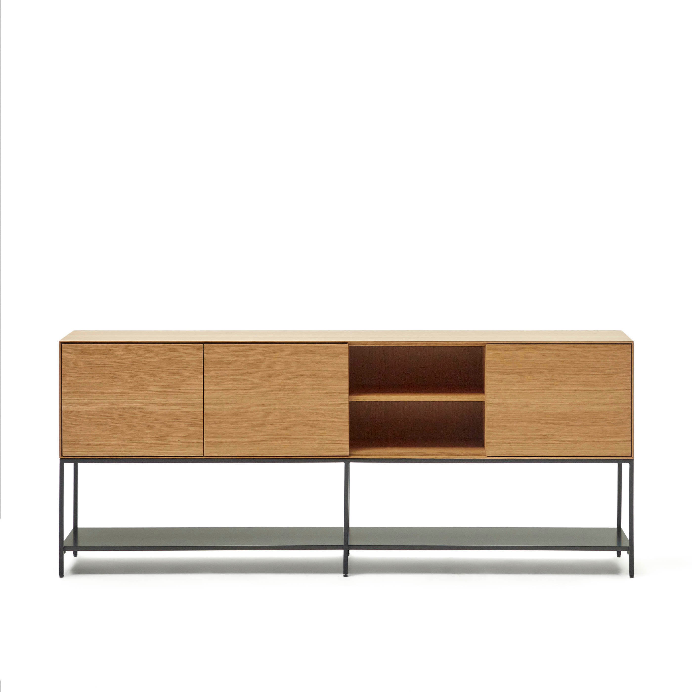 Vedrana 3 door sideboard in oak veneer with steel legs, 195 x 80 cm - Product Image