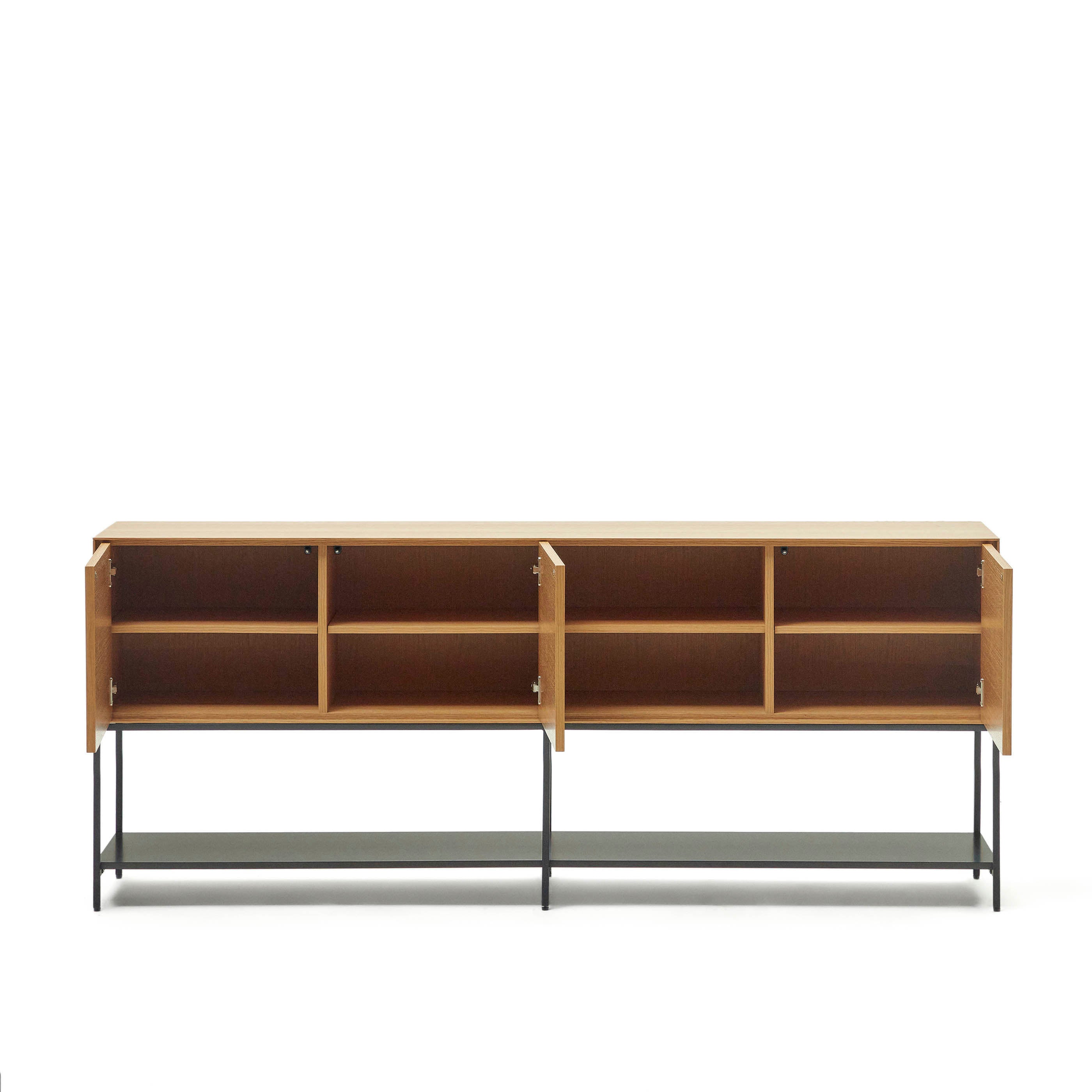 Vedrana 3 door sideboard in oak veneer with steel legs, 195 x 80 cm - Product Image