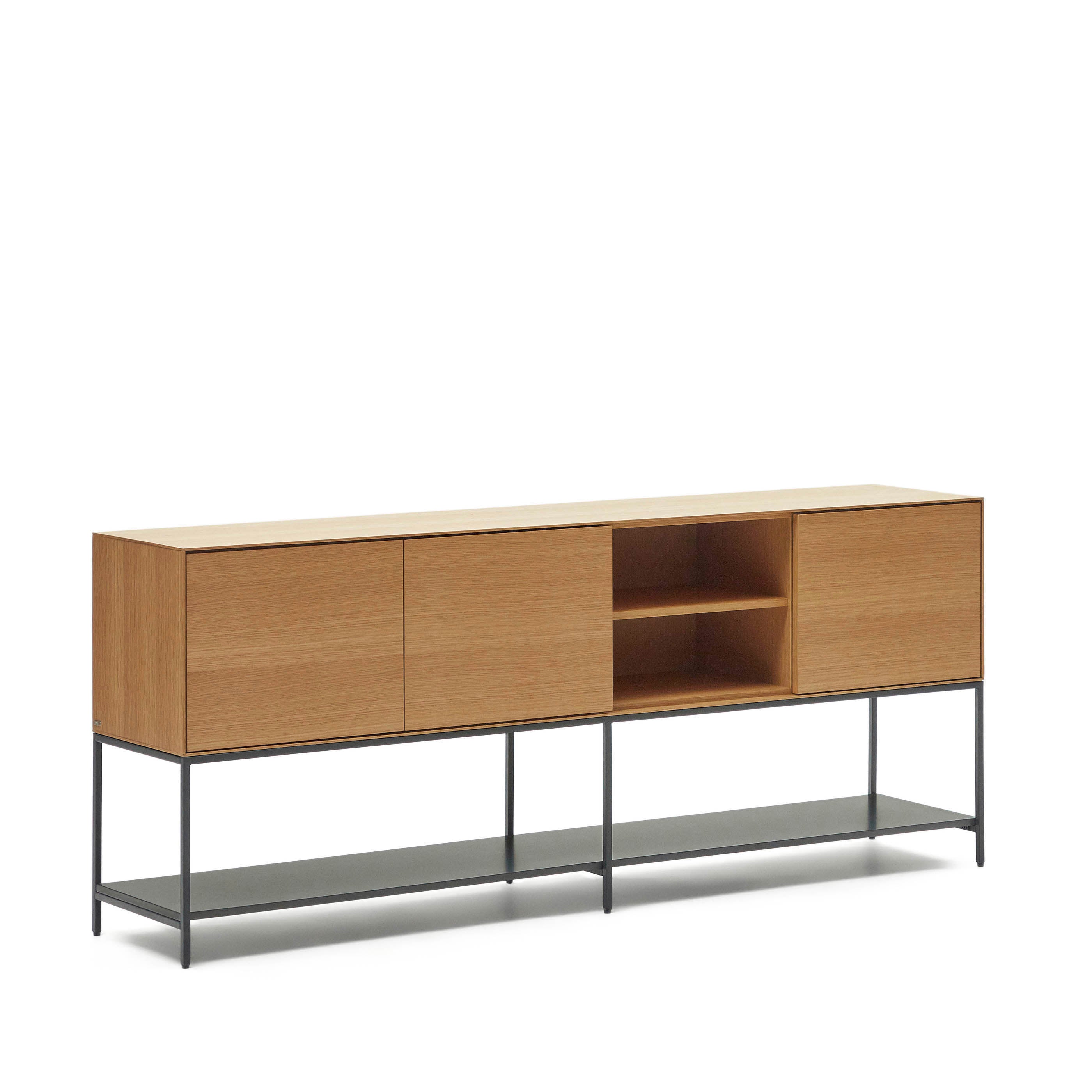 Vedrana 3 door sideboard in oak veneer with steel legs, 195 x 80 cm - Product Image
