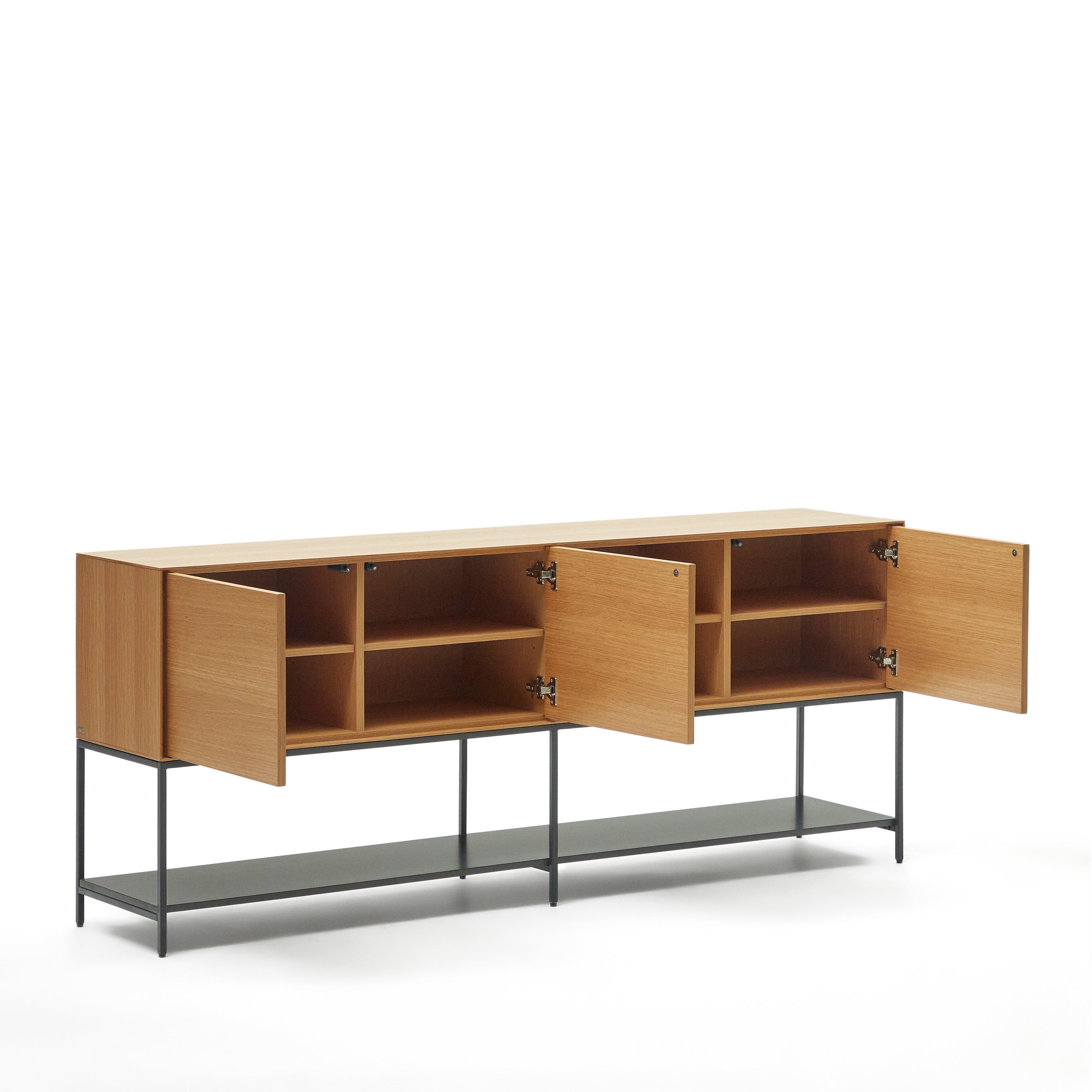 Vedrana 3 door sideboard in oak veneer with steel legs, 195 x 80 cm - Product Image