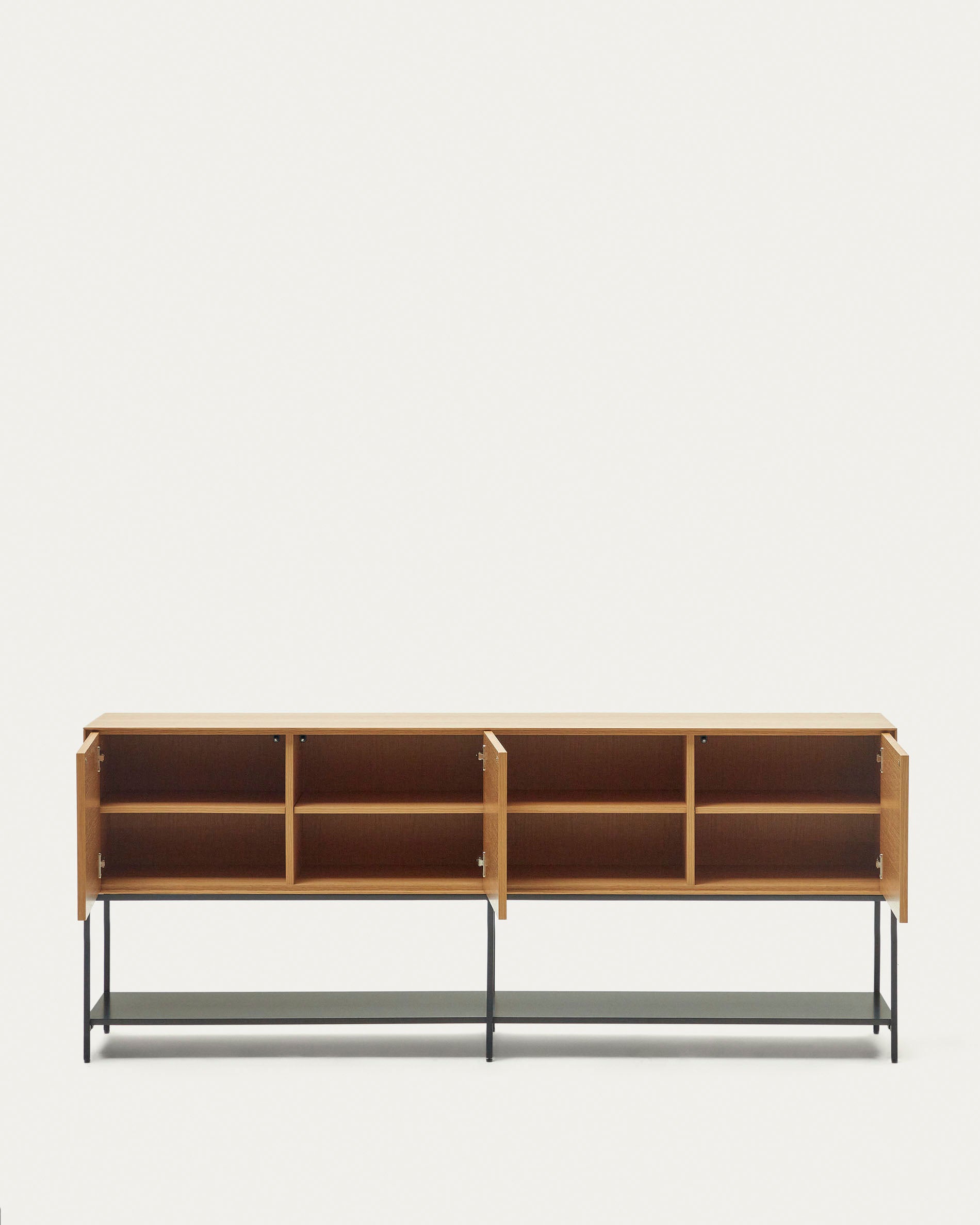 Vedrana 3 door sideboard in oak veneer with steel legs, 195 x 80 cm - Product View