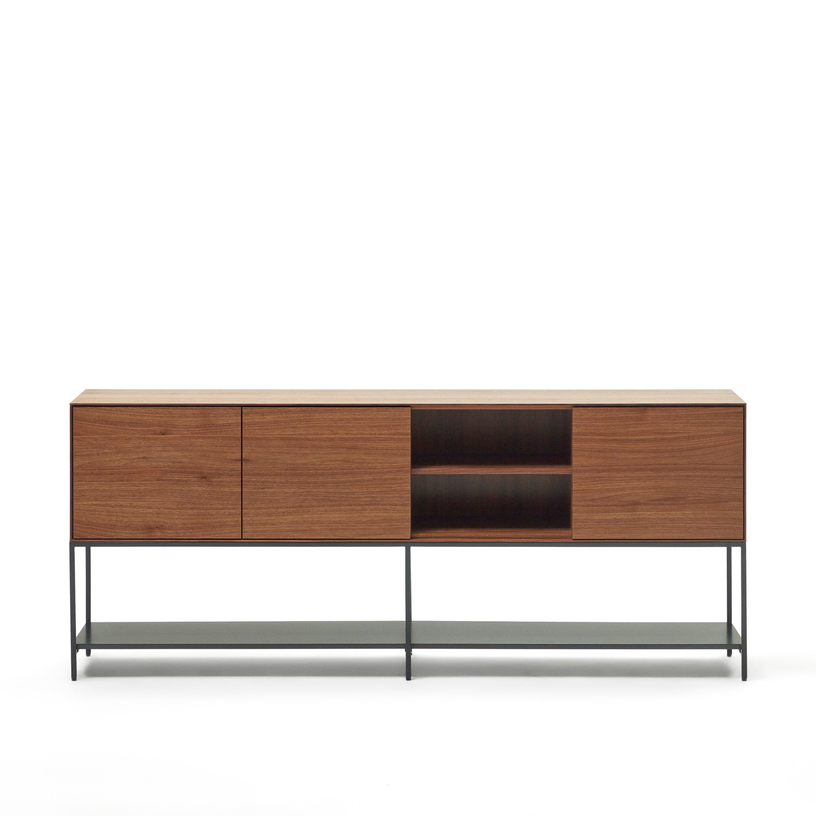 Vedrana 3 door sideboard in walnut veneer with steel legs, 195 x 80 cm - Product Image