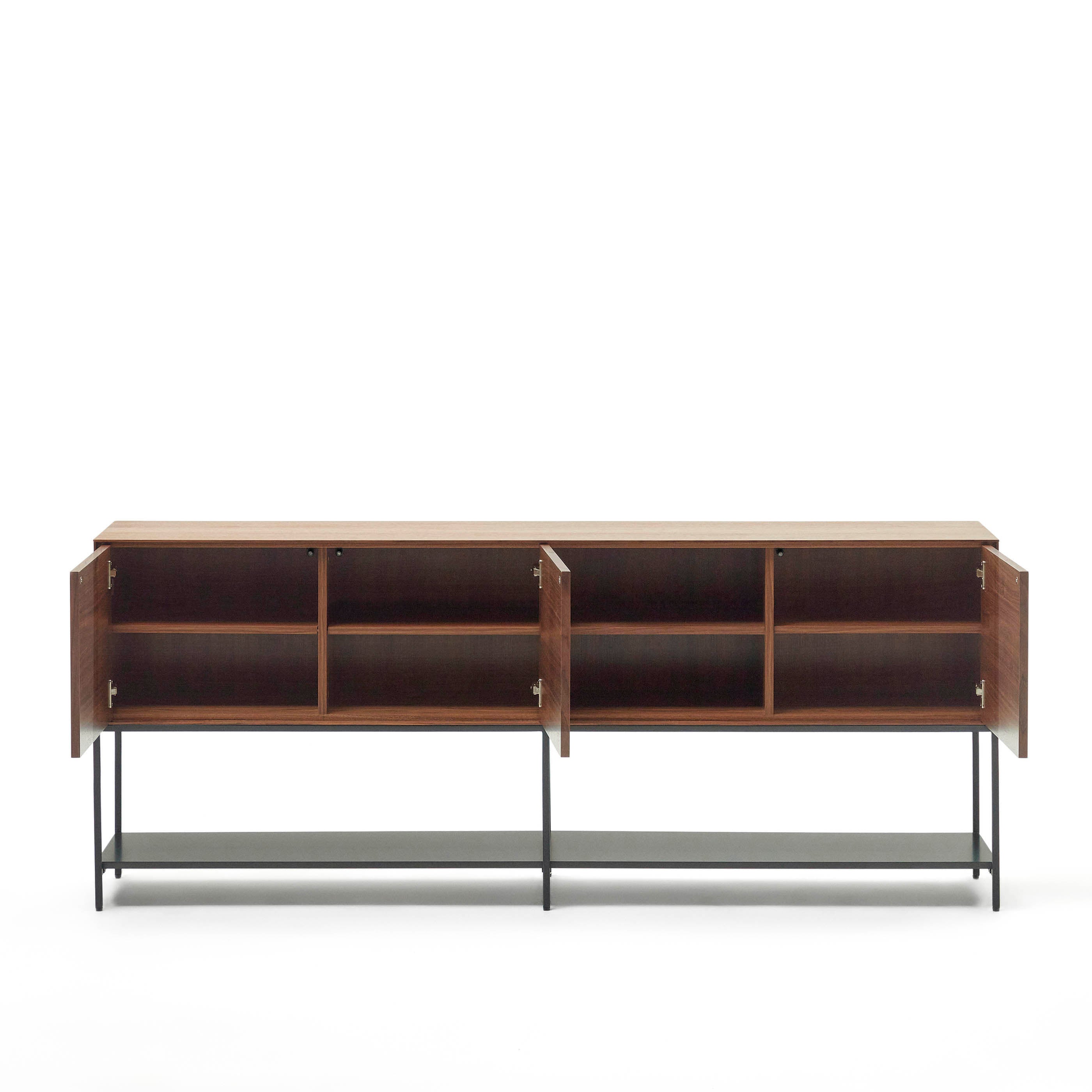 Vedrana 3 door sideboard in walnut veneer with steel legs, 195 x 80 cm - Product Image