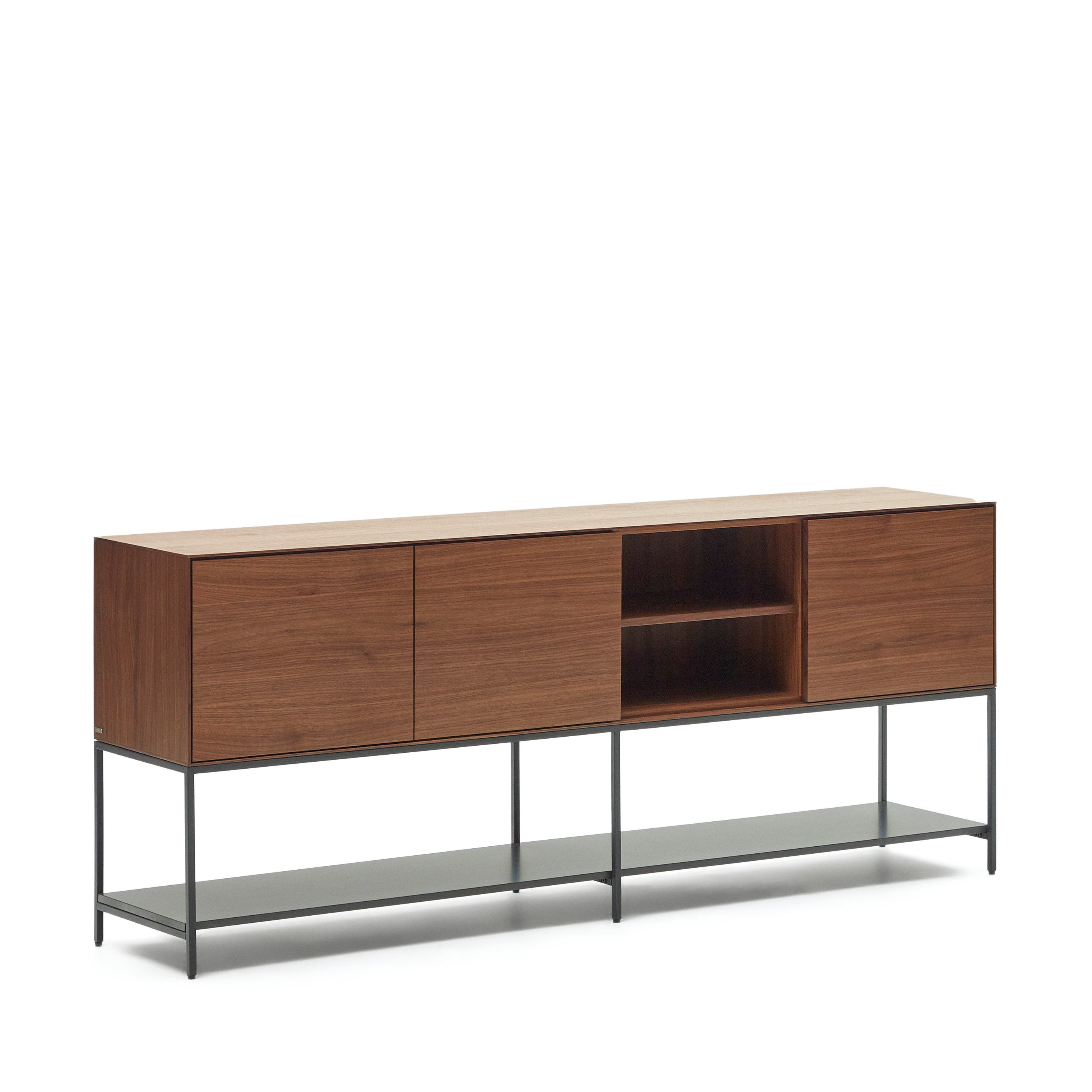 Vedrana 3 door sideboard in walnut veneer with steel legs, 195 x 80 cm - Product Image