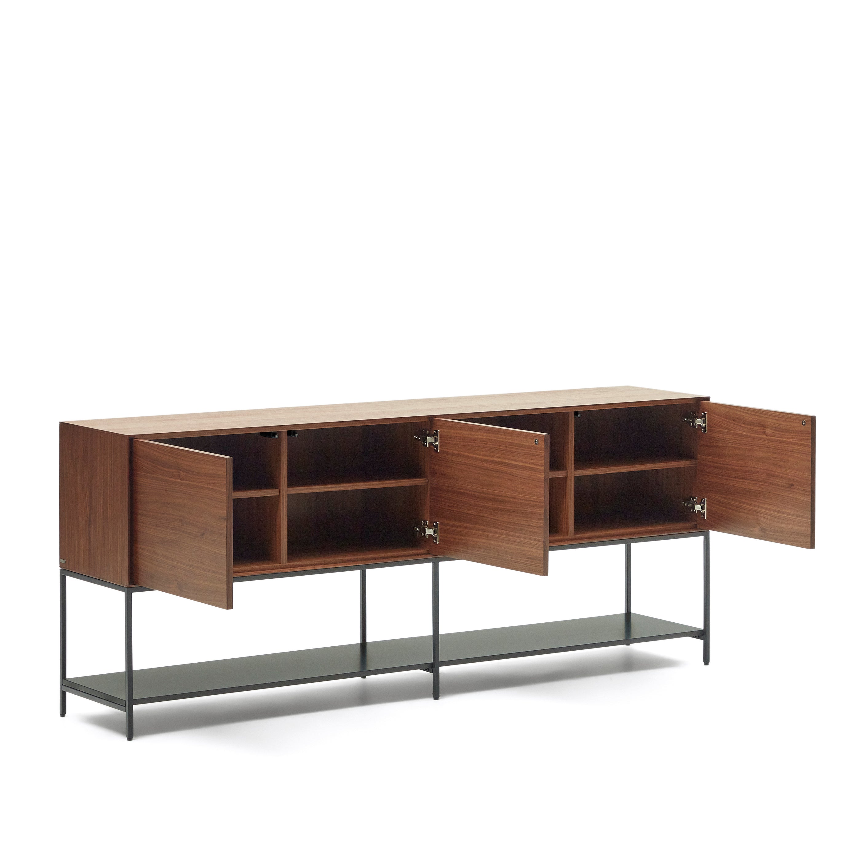 Vedrana 3 door sideboard in walnut veneer with steel legs, 195 x 80 cm - Product Image