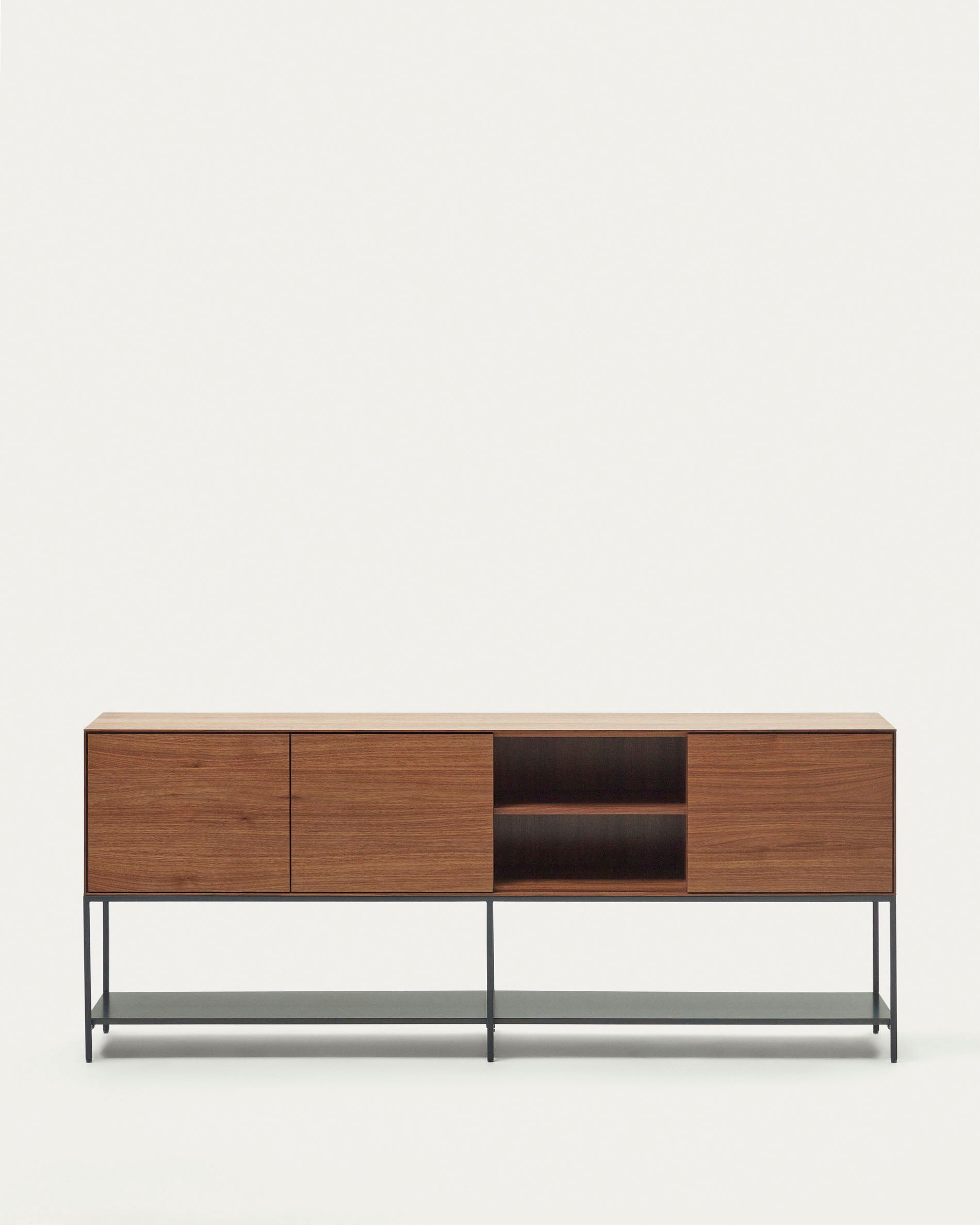 Vedrana 3 door sideboard in walnut veneer with steel legs, 195 x 80 cm - Product View