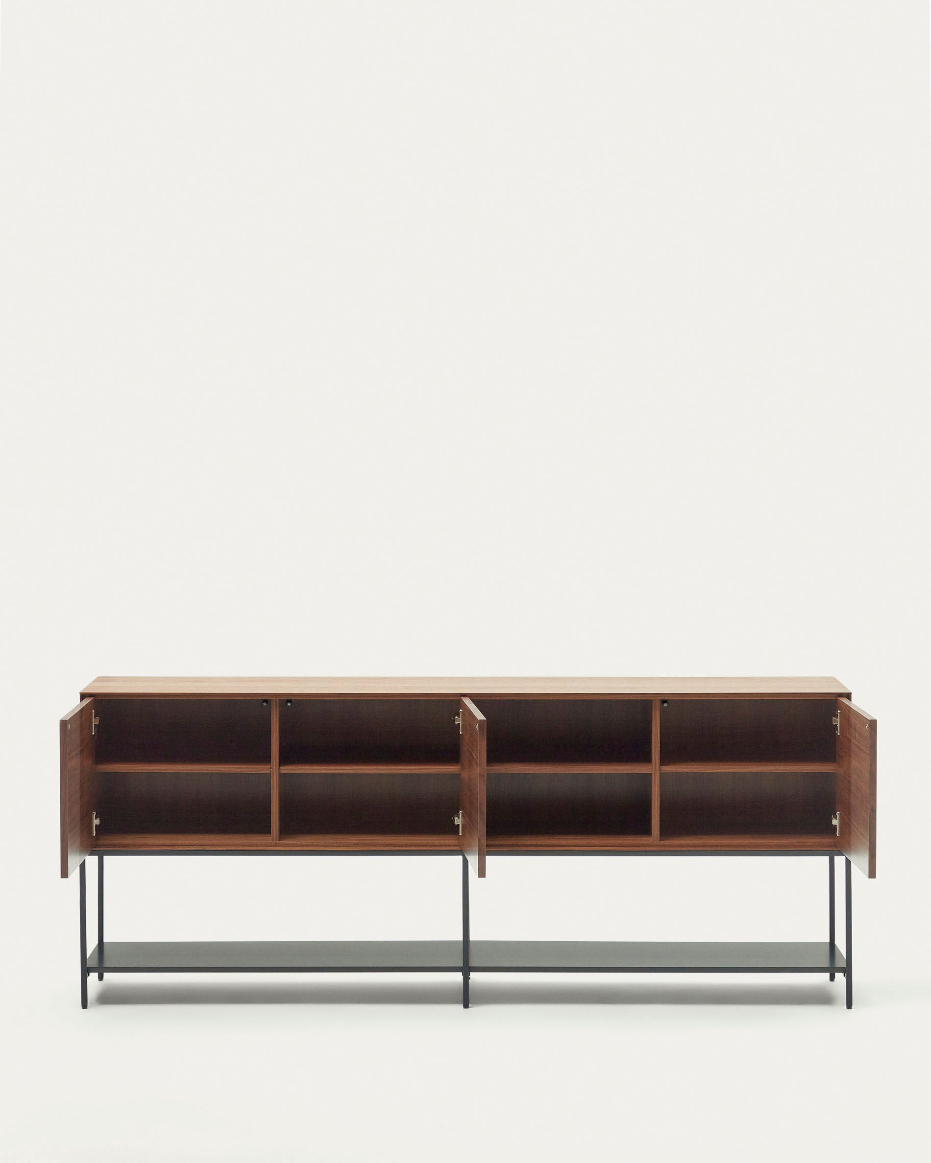 Vedrana 3 door sideboard in walnut veneer with steel legs, 195 x 80 cm - Product View