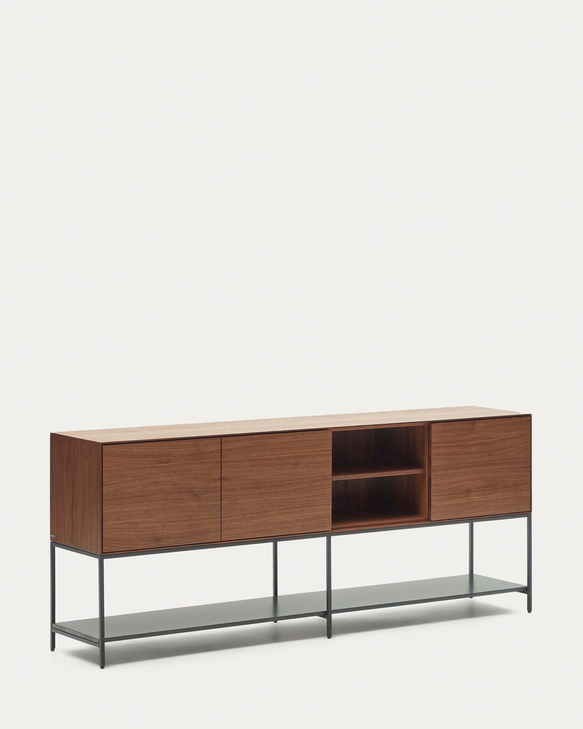 Vedrana 3 door sideboard in walnut veneer with steel legs, 195 x 80 cm - Product View
