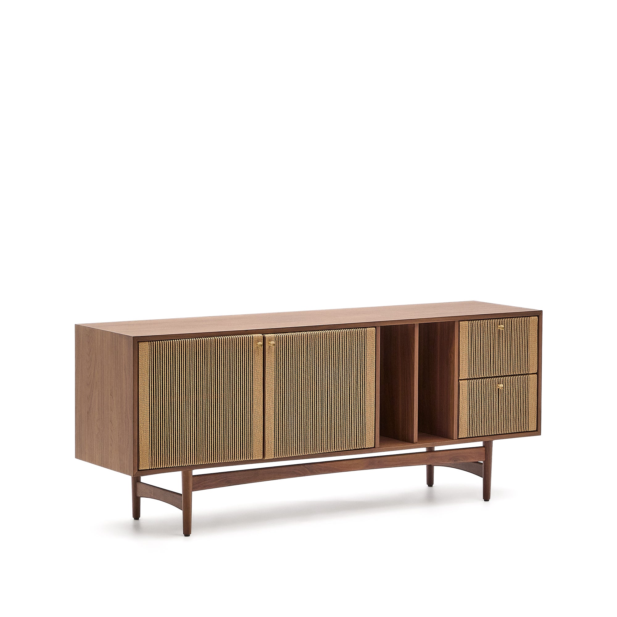Elan sideboard 2 doors and 2 drawers veneer and solid walnut and cord 180x73cm FSC Mix Credit - Product Image