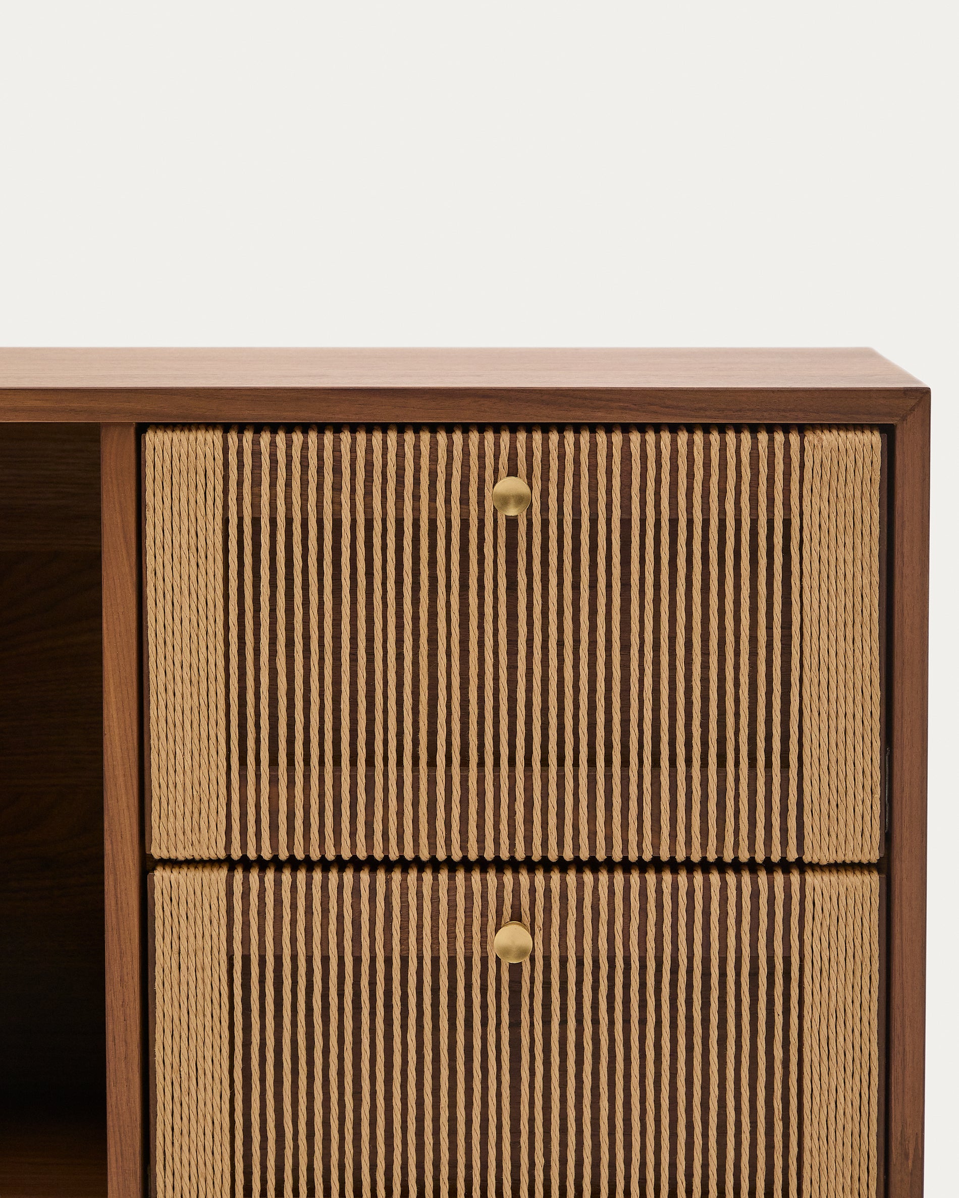 Elan sideboard 2 doors and 2 drawers veneer and solid walnut and cord 180x73cm FSC Mix Credit - Detail