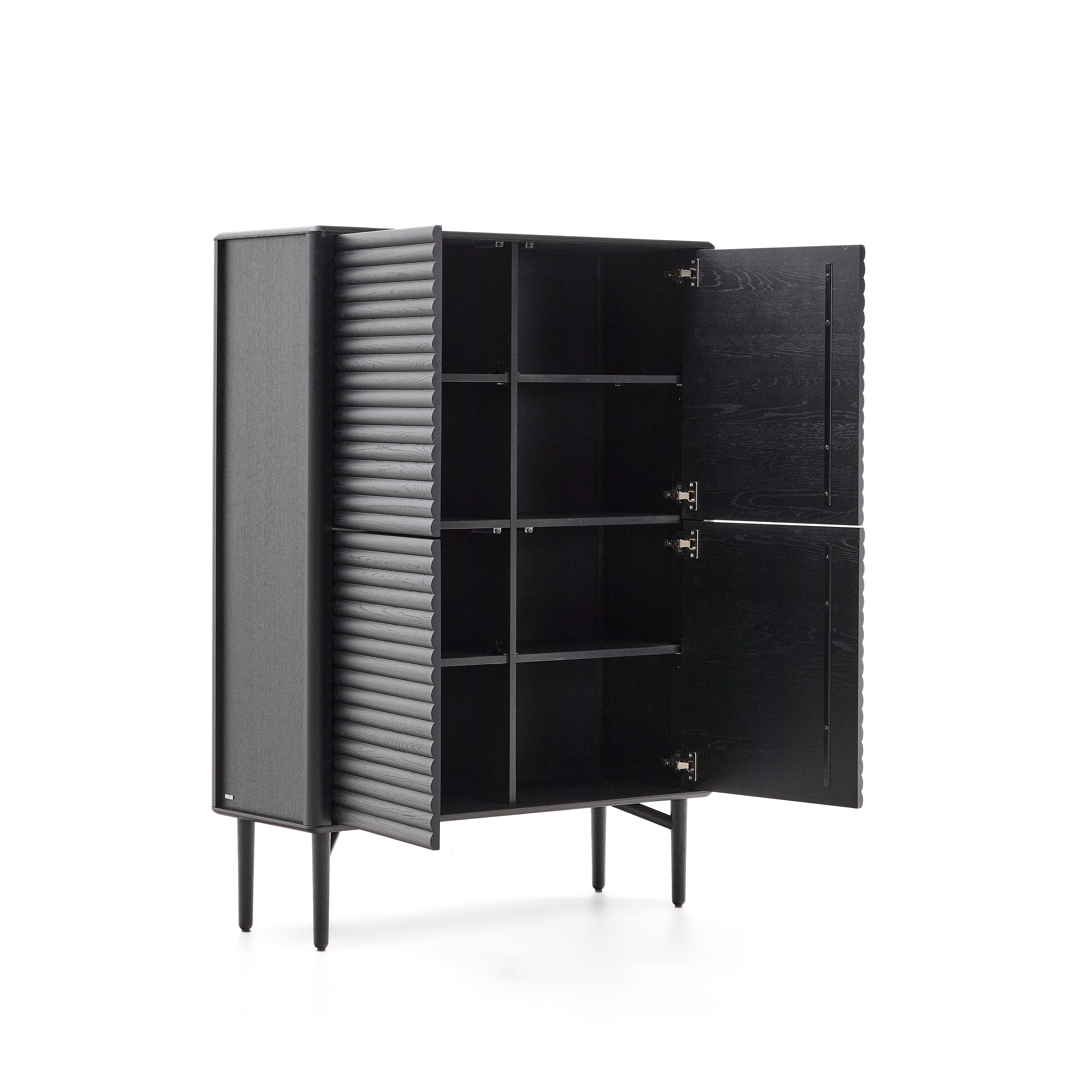 Lenon tall sideboard, 4 doors solid wood and black oak veneer 104,5x144 cm FSC Mix Credit - Product Image