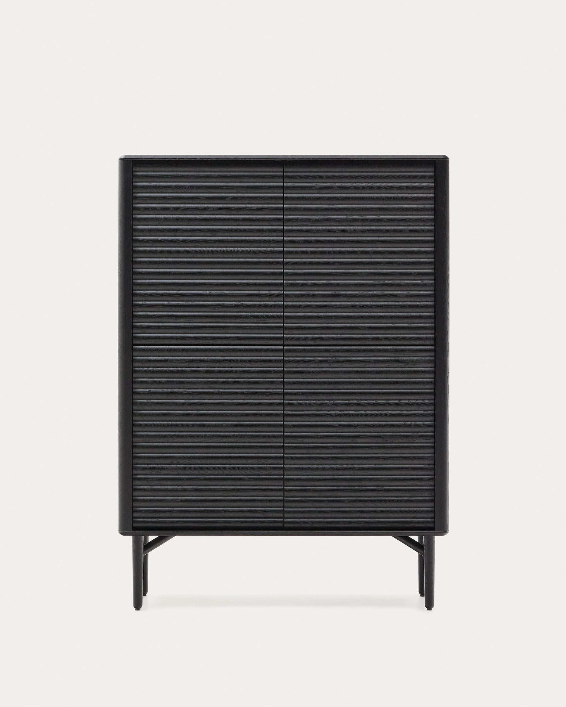 Lenon tall sideboard, 4 doors solid wood and black oak veneer 104,5x144 cm FSC Mix Credit - Product View