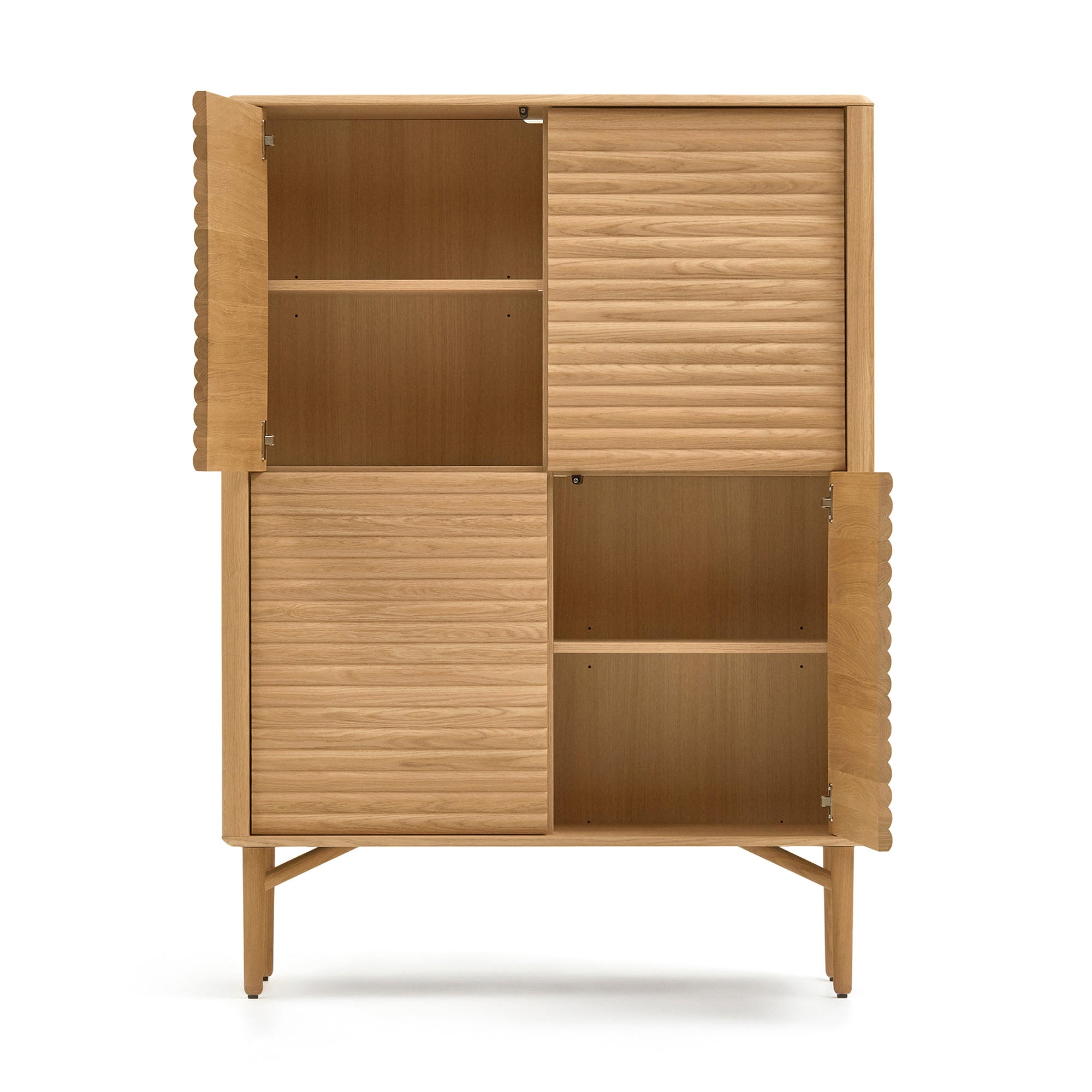 Lenon tall console with 4 oak wood doors and an oak veneer, 104.5 x 144 cm FSC MIX Credit - Product Image