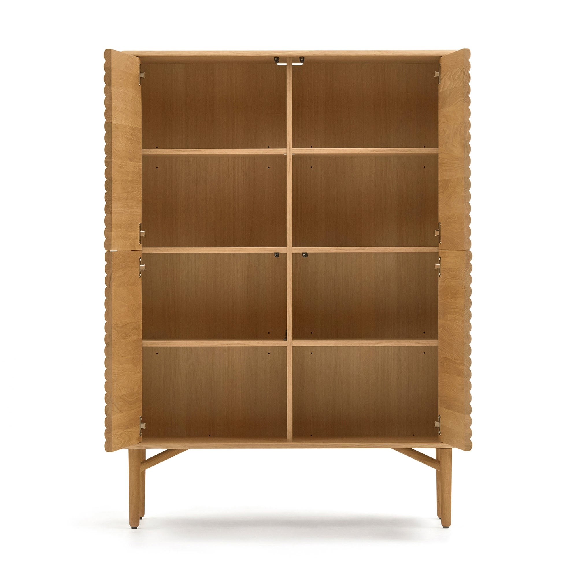 Lenon tall console with 4 oak wood doors and an oak veneer, 104.5 x 144 cm FSC MIX Credit - Product Image