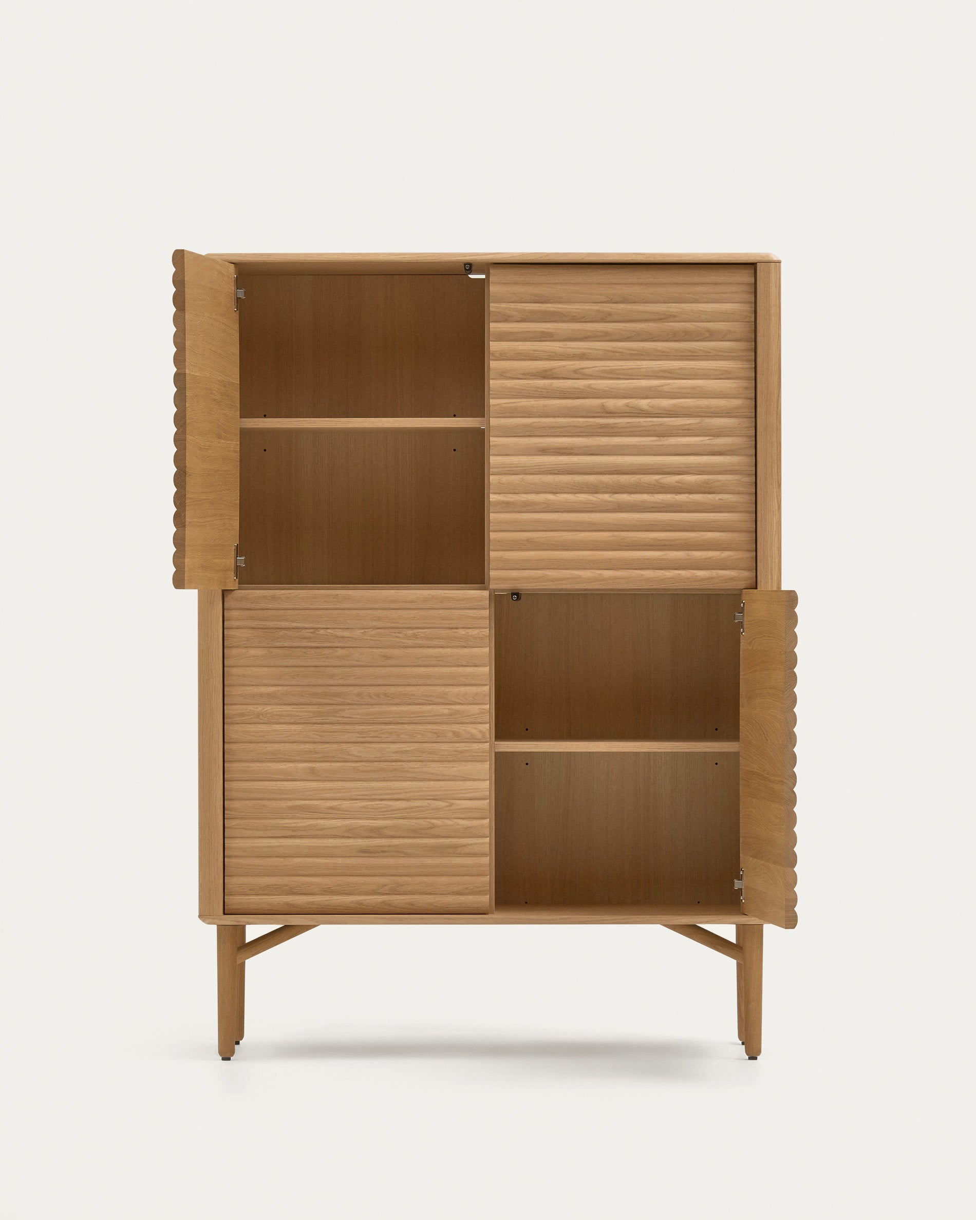 Lenon tall console with 4 oak wood doors and an oak veneer, 104.5 x 144 cm FSC MIX Credit - Product View