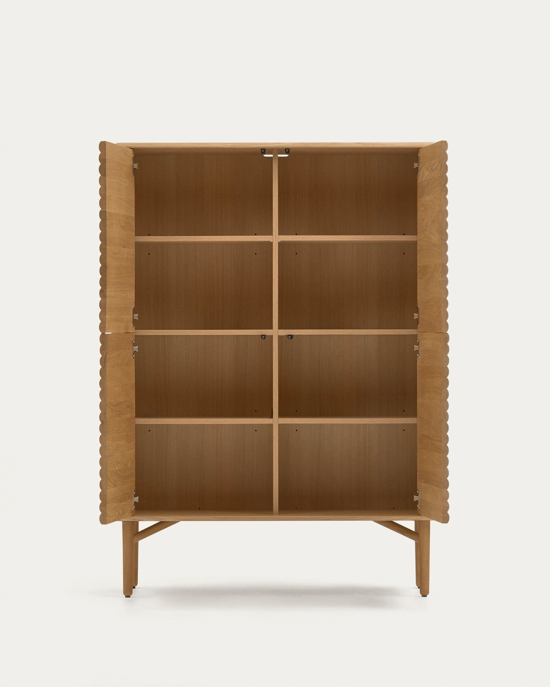 Lenon tall console with 4 oak wood doors and an oak veneer, 104.5 x 144 cm FSC MIX Credit - Product View