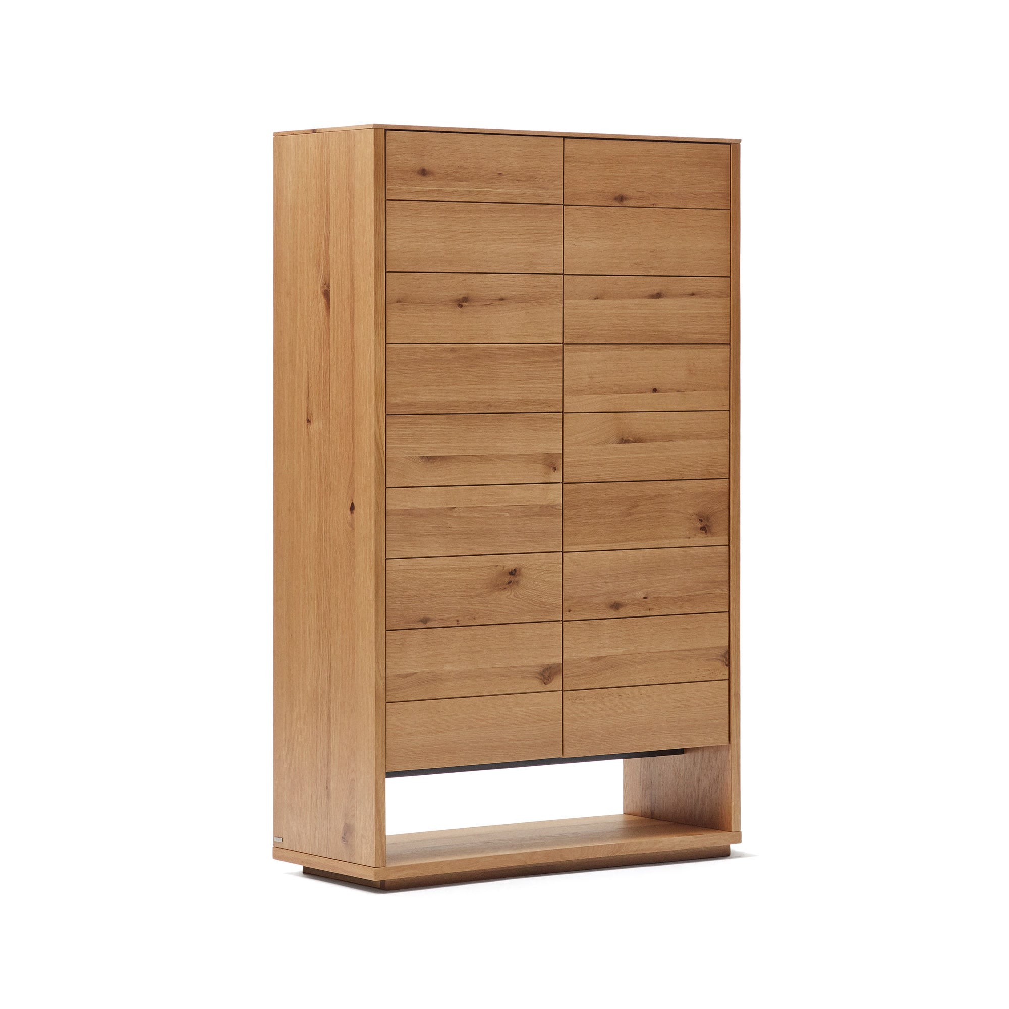 Alguema tall sideboard with 2 doors in oak wood veneer with natural finish, 100 x 163,5 cm - Product Image