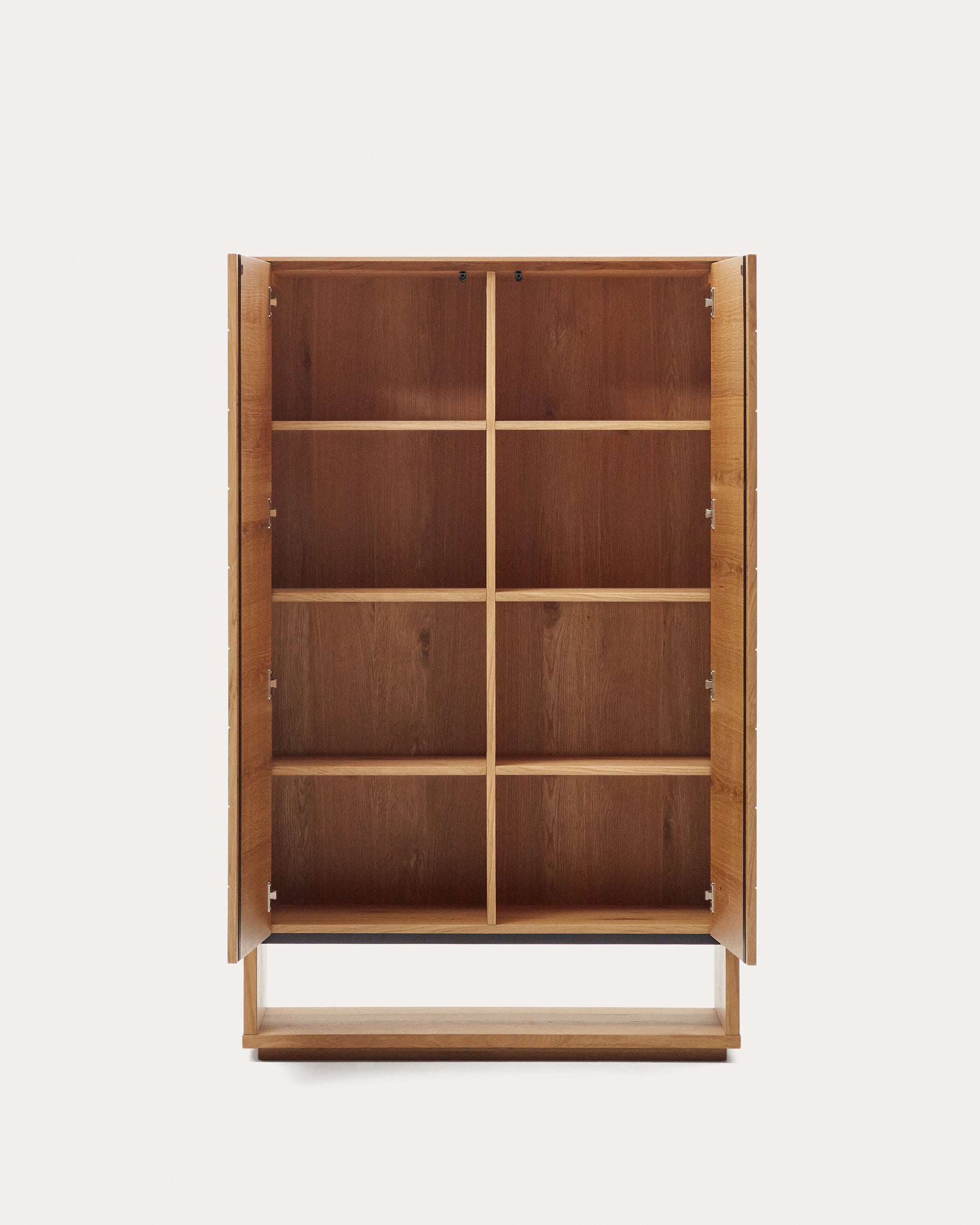 Alguema tall sideboard with 2 doors in oak wood veneer with natural finish, 100 x 163,5 cm - Product View