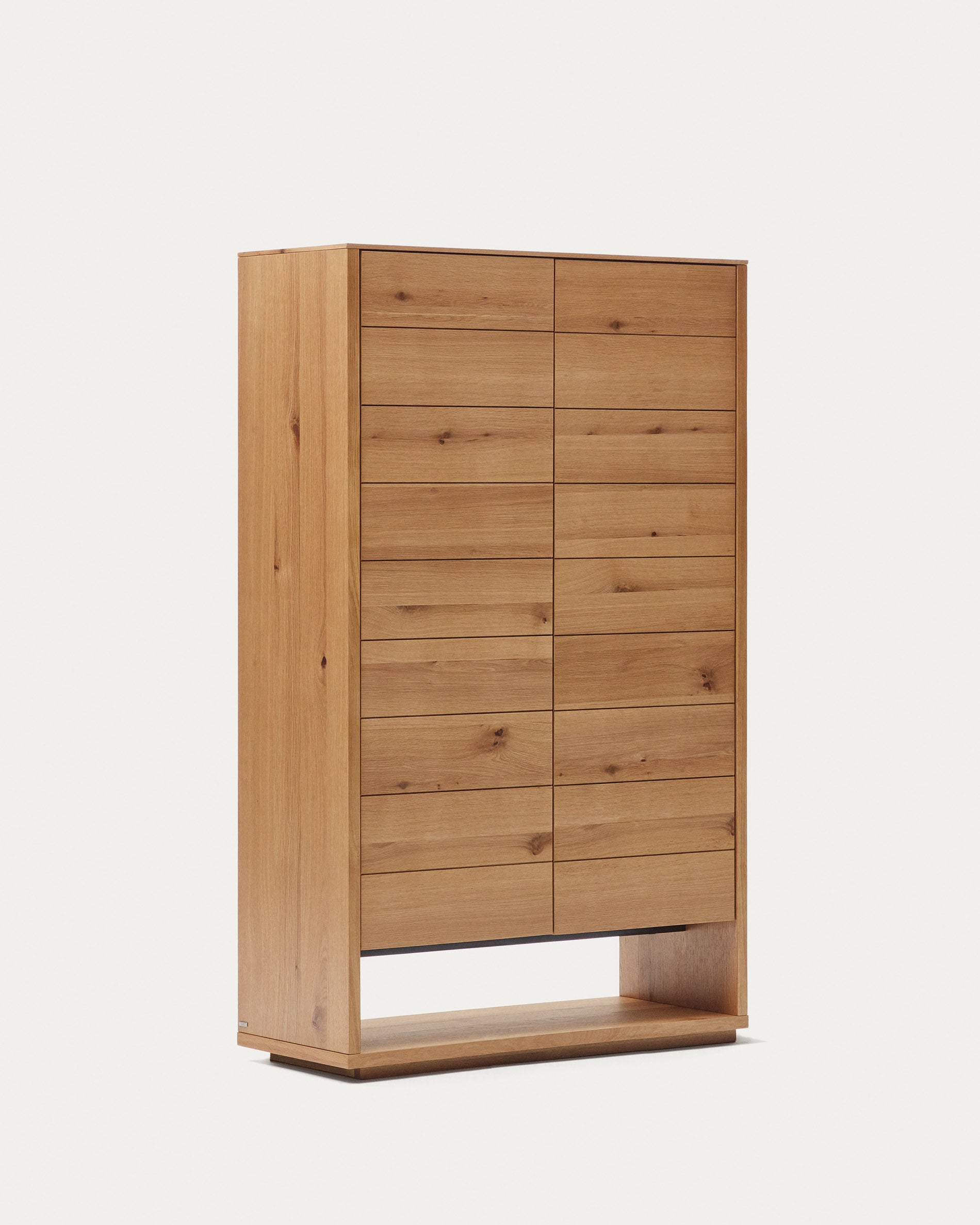 Alguema tall sideboard with 2 doors in oak wood veneer with natural finish, 100 x 163,5 cm - Product View