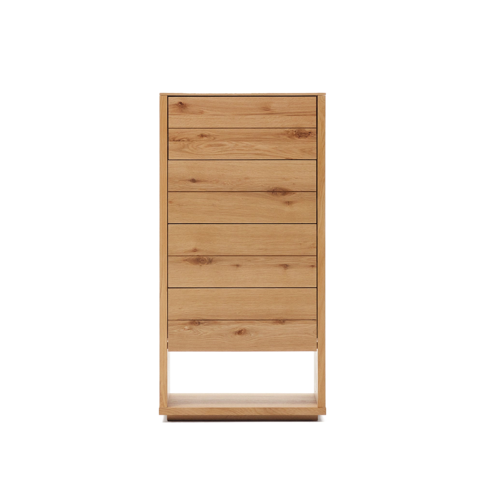 Alguema chest of drawers with 4 drawers in oak wood veneer with natural finish, 60 x 120 cm - Product Image