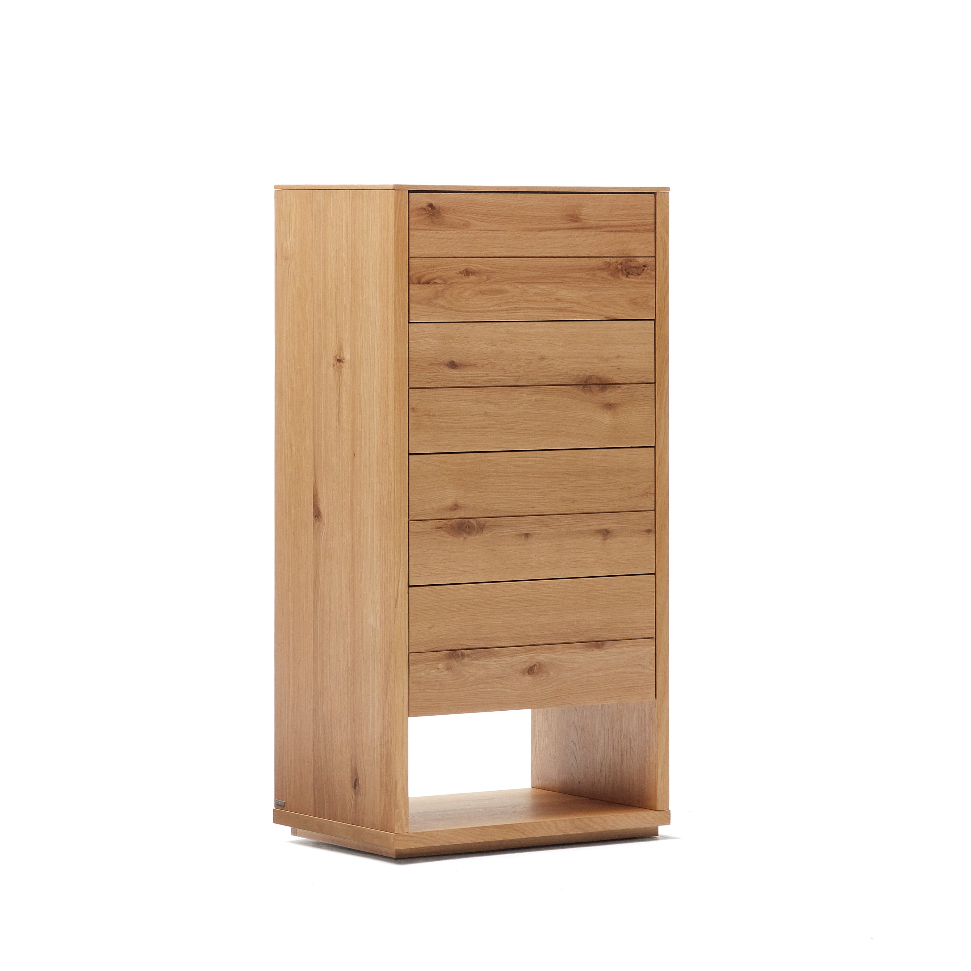 Alguema chest of drawers with 4 drawers in oak wood veneer with natural finish, 60 x 120 cm - Product Image