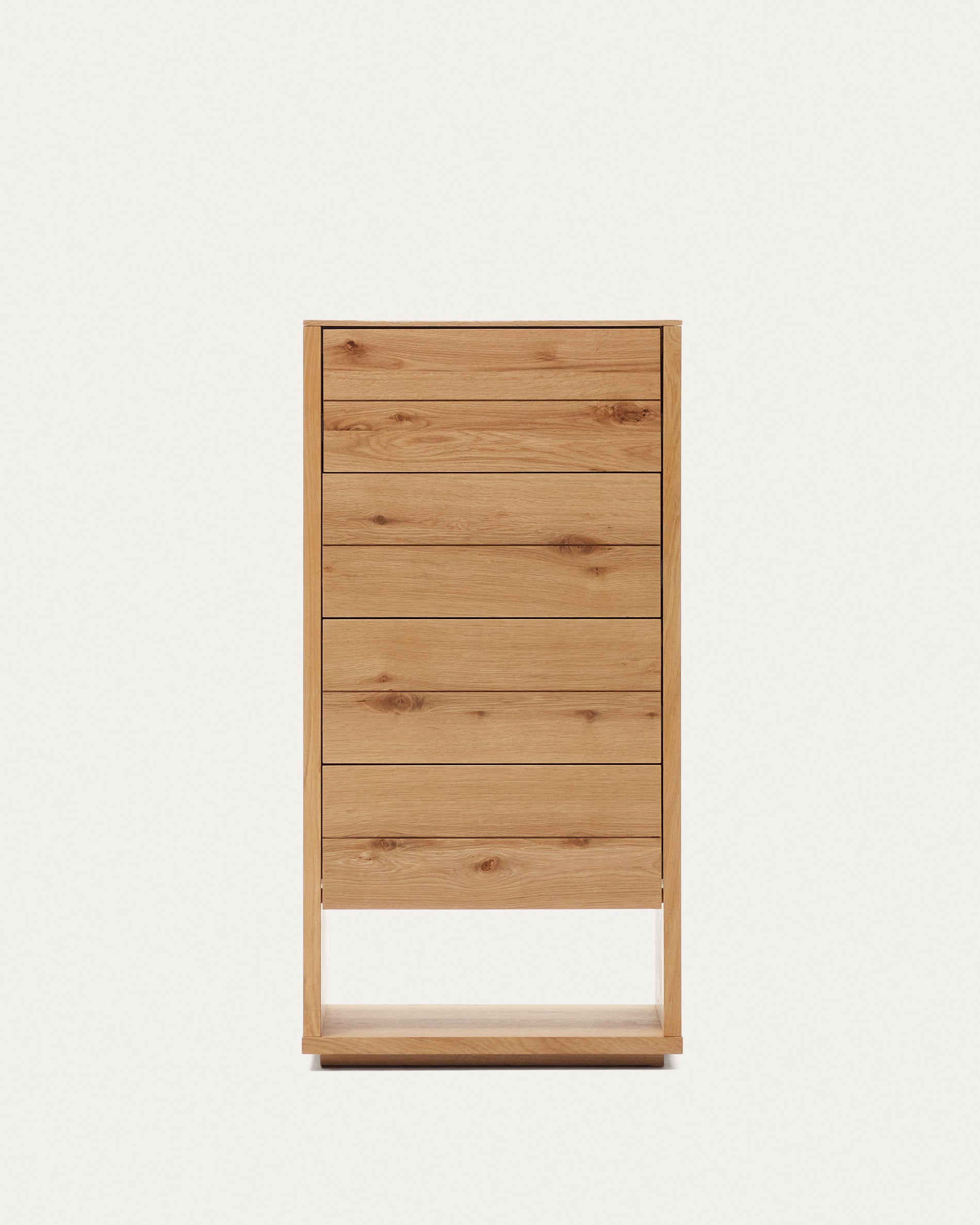 Alguema chest of drawers with 4 drawers in oak wood veneer with natural finish, 60 x 120 cm - Product View