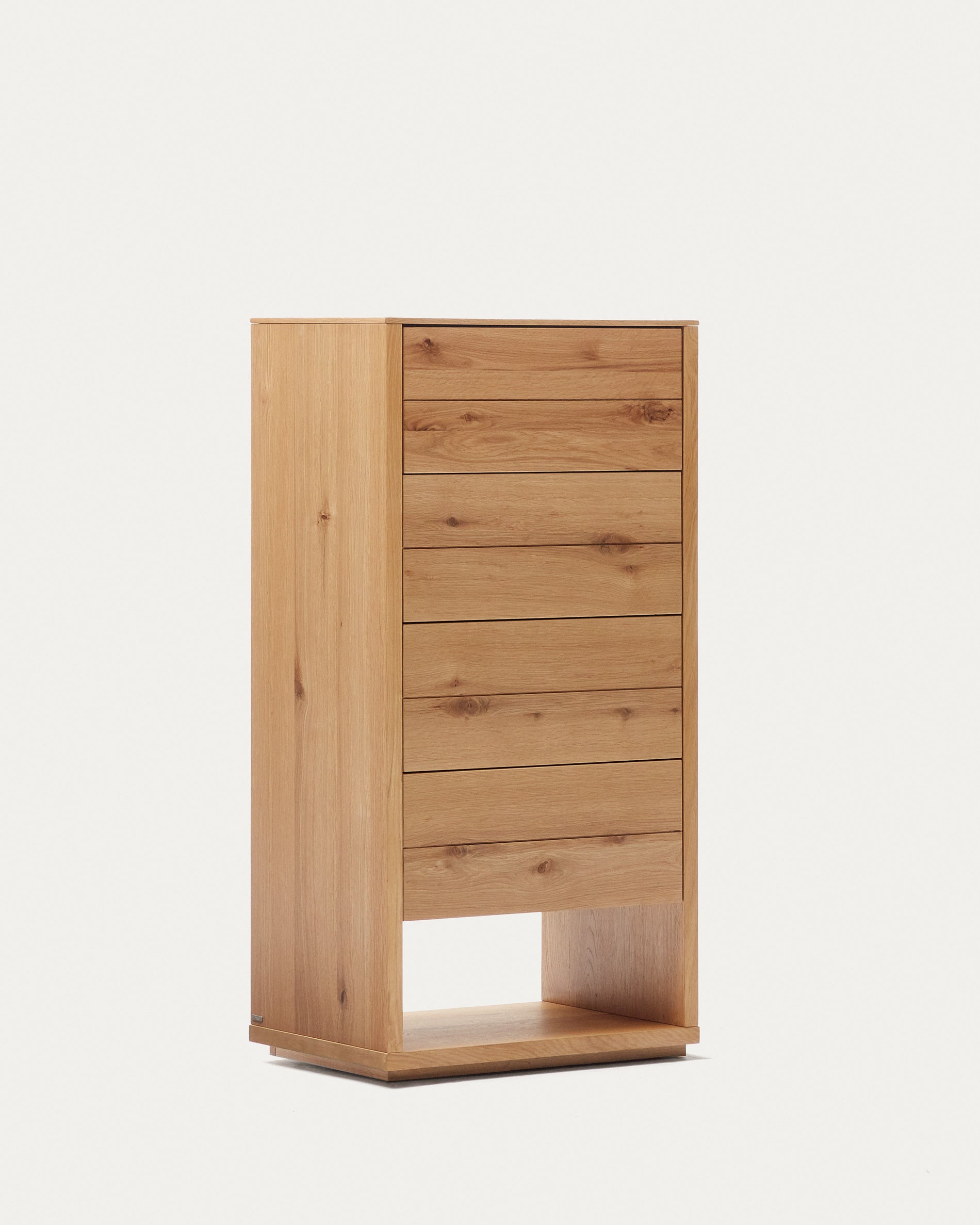 Alguema chest of drawers with 4 drawers in oak wood veneer with natural finish, 60 x 120 cm - Product View